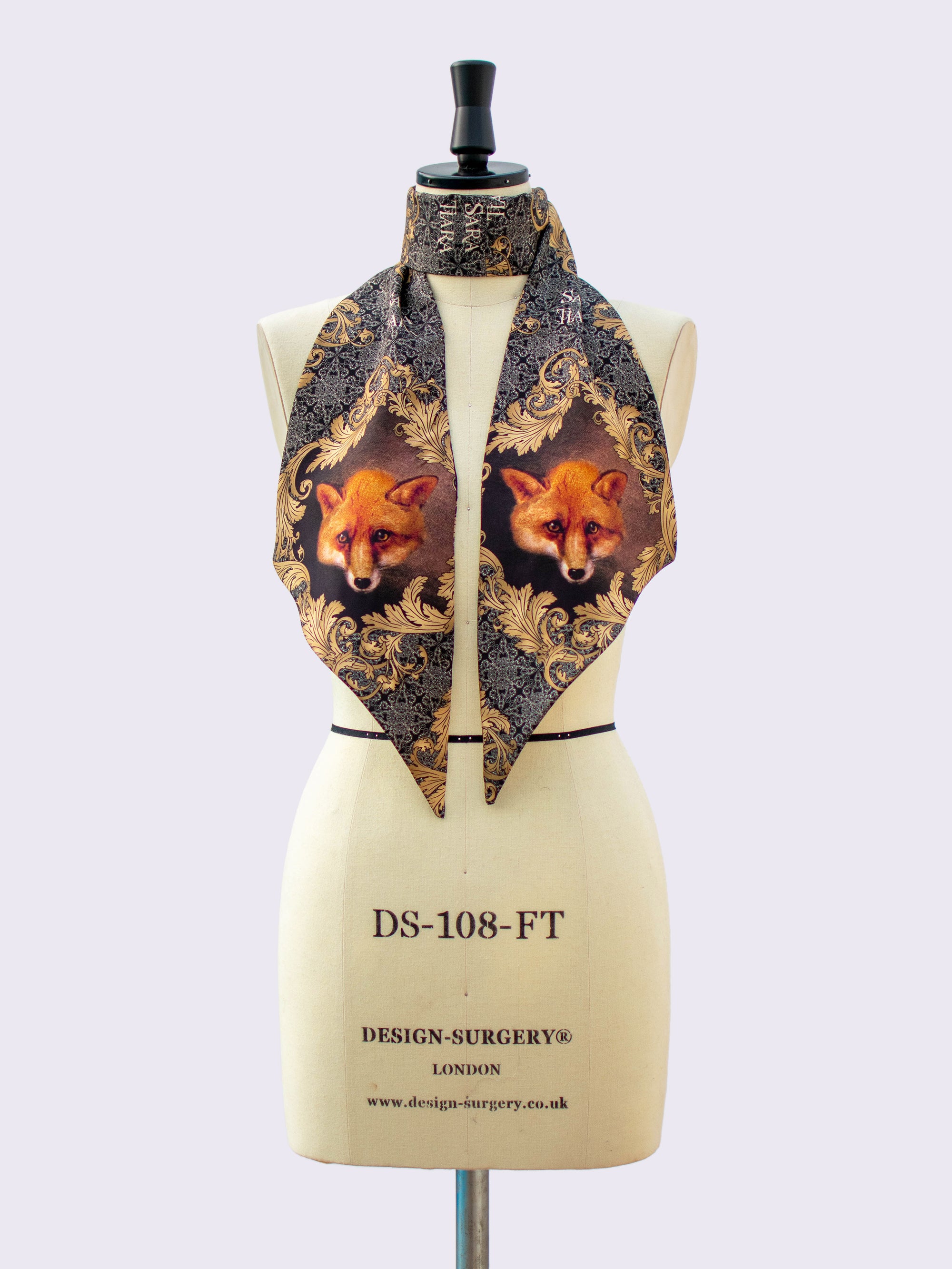 Elegant Silk Skinny Scarf with Fox Print - Lightweight Fashion Accessory for Women - Perfect for Office, Party & Everyday Wear