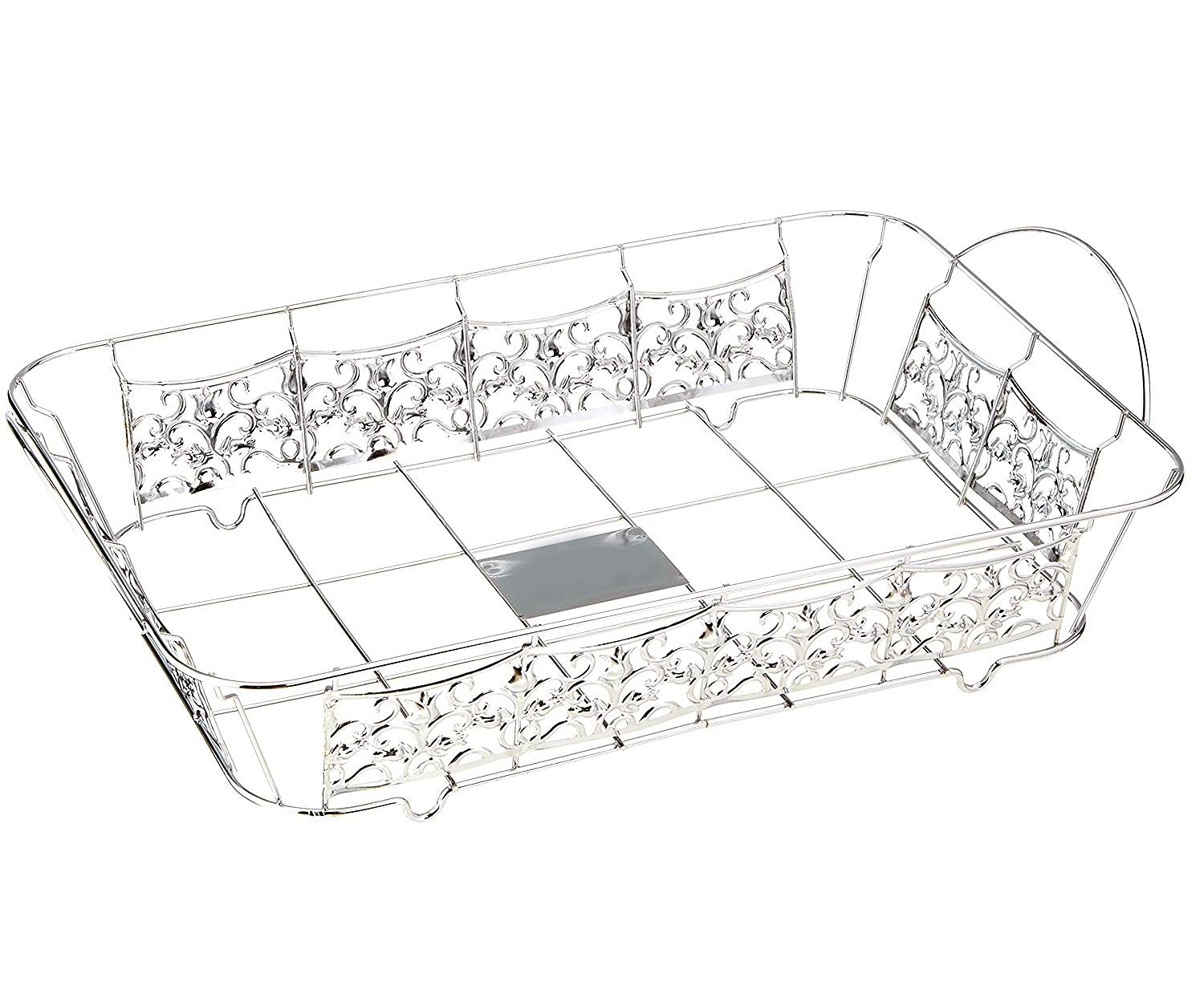Tiger Chef 12-Pack Chrome Wire Pan Holder for Aluminum Roasting Pans - Decorative & Ornate Kitchen Organizer for Baking, Roasting, and Serving Dishes