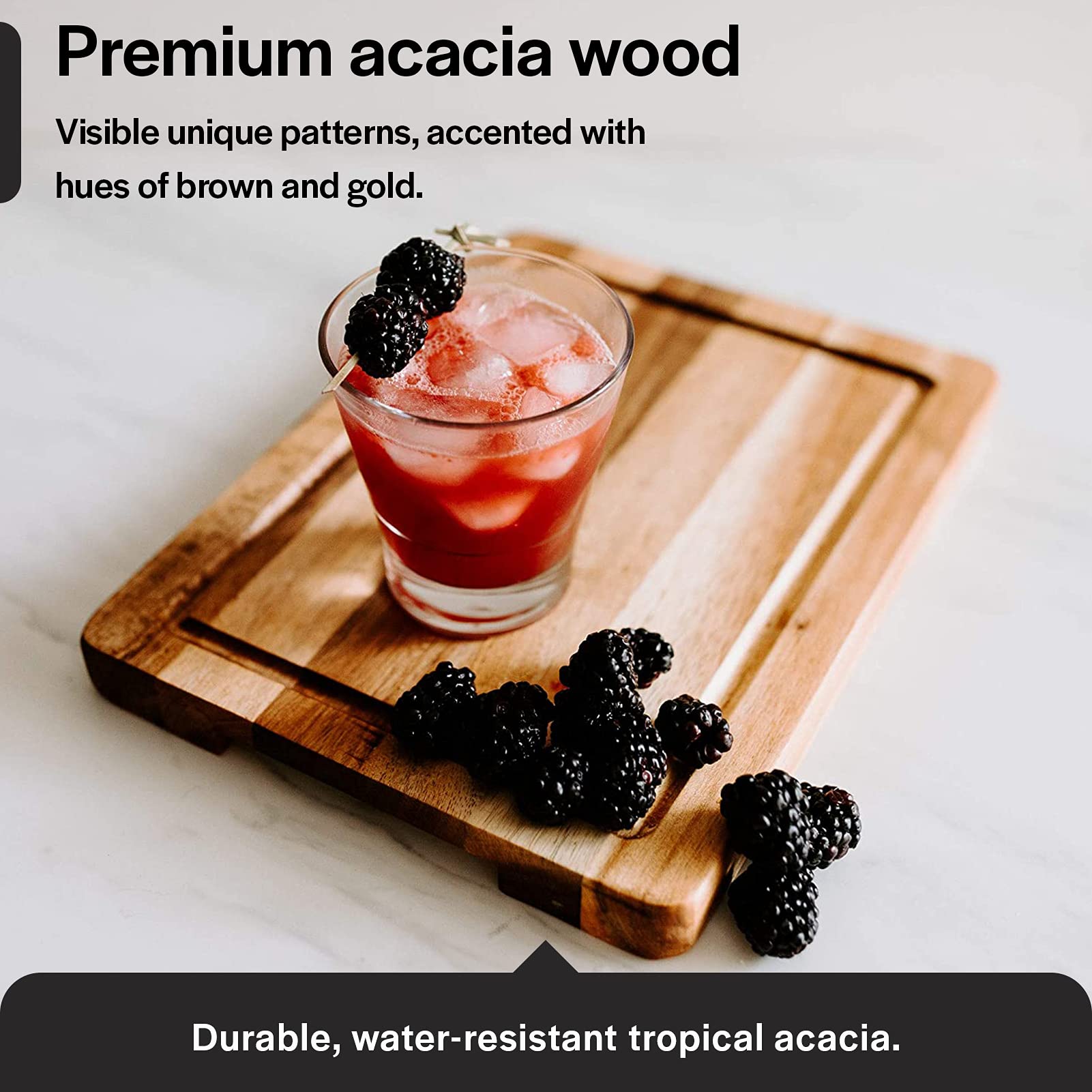 Premium Acacia Wood Cutting Board - 12 Inch Small Wooden Chopping Block for Fruits, Vegetables & Meats | Lightweight Kitchen Essential with Juice Groove | Perfect for Meal Prep, Charcuterie & Serving