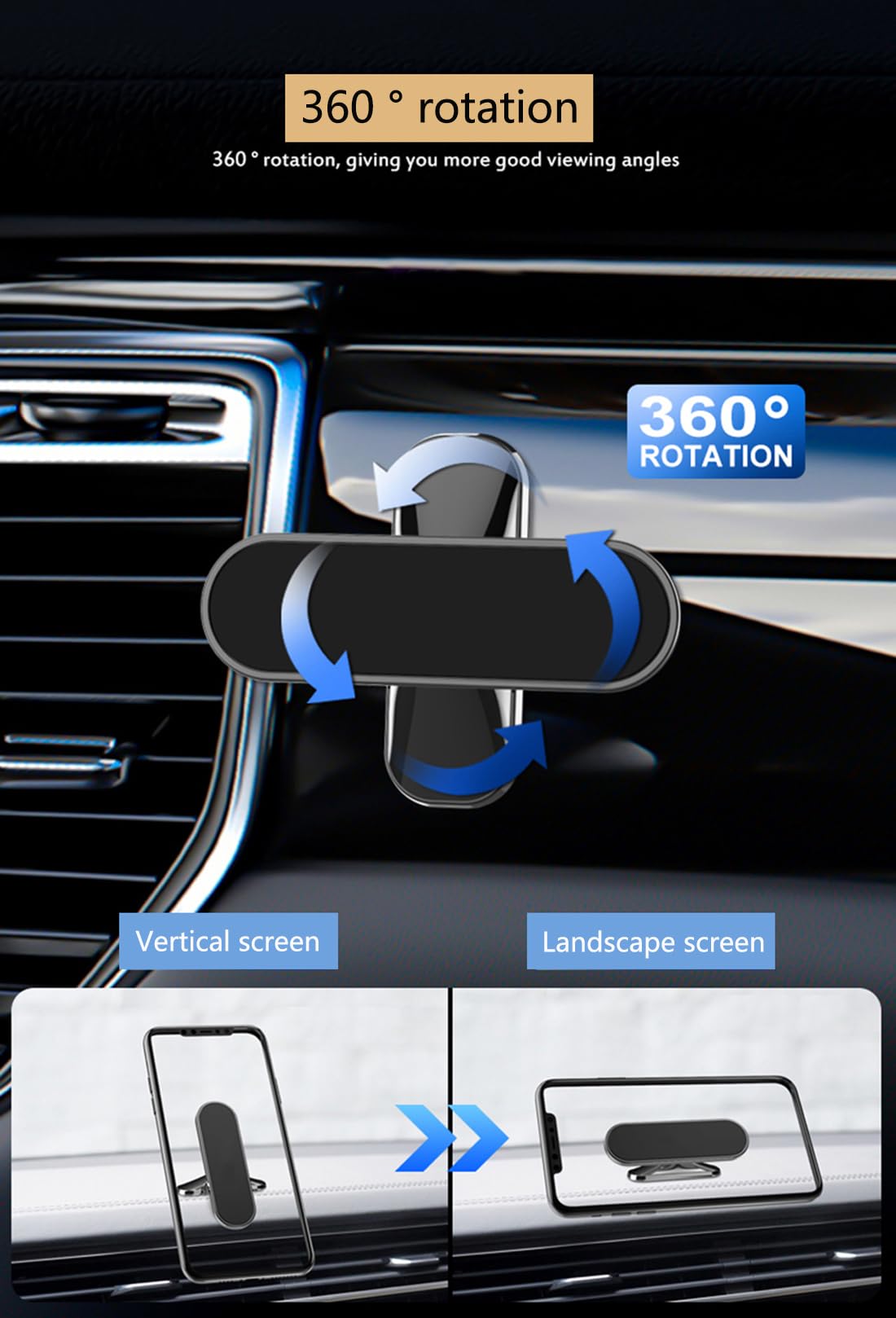2 Pack Car Phone Holder Mount - 360° Rotating & Foldable Adhesive Dashboard Phone Stand for iPhone, Samsung, Huawei, Xiaomi - Perfect for GPS Navigation, Hands-Free Calling & Road Trips