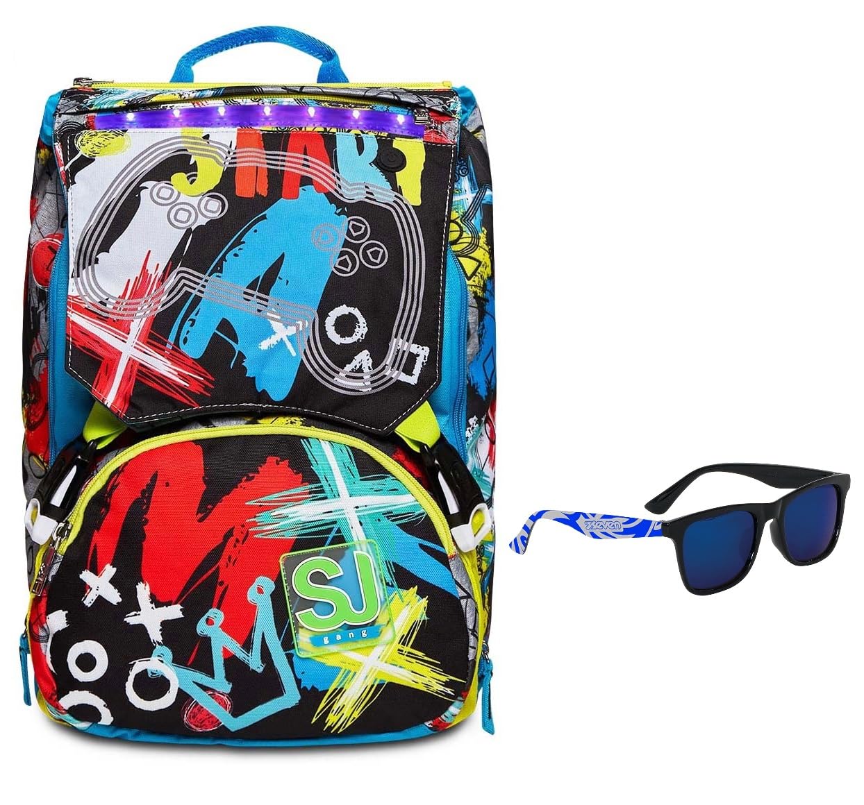 Expandable School Backpack BIG - GLITZLED BOY + Large Pencil Case - GLITZLED BOY + Kids Sunglasses Set | Perfect for School, Travel & Outdoor Activities