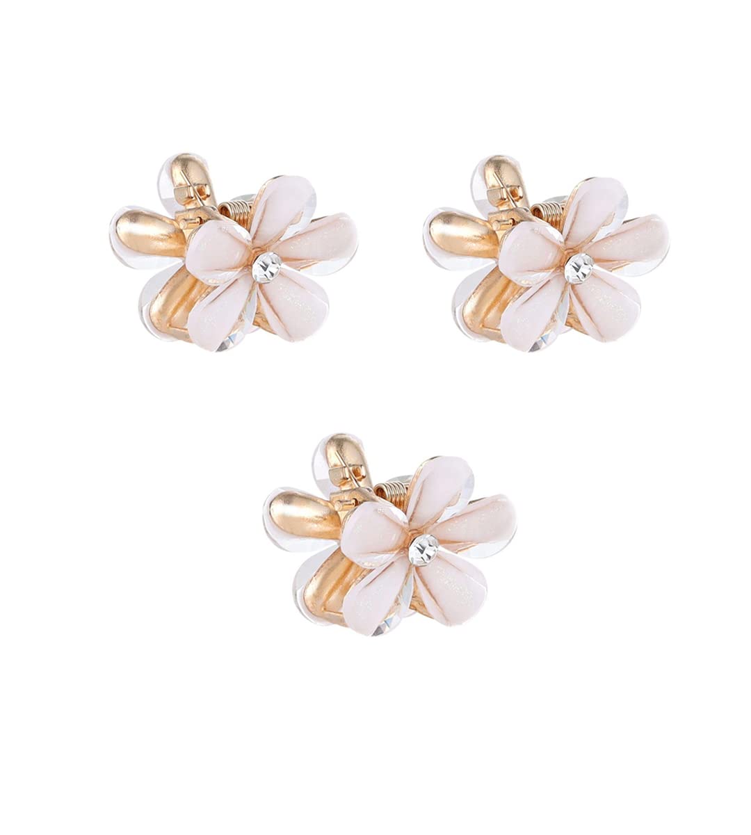 BellaStella Fashion 3-Piece Korean Style Floral Hair Clips Set - Mini Hair Clutchers for Girls & Women (White) | Perfect for School, Parties & Daily Hair Styling