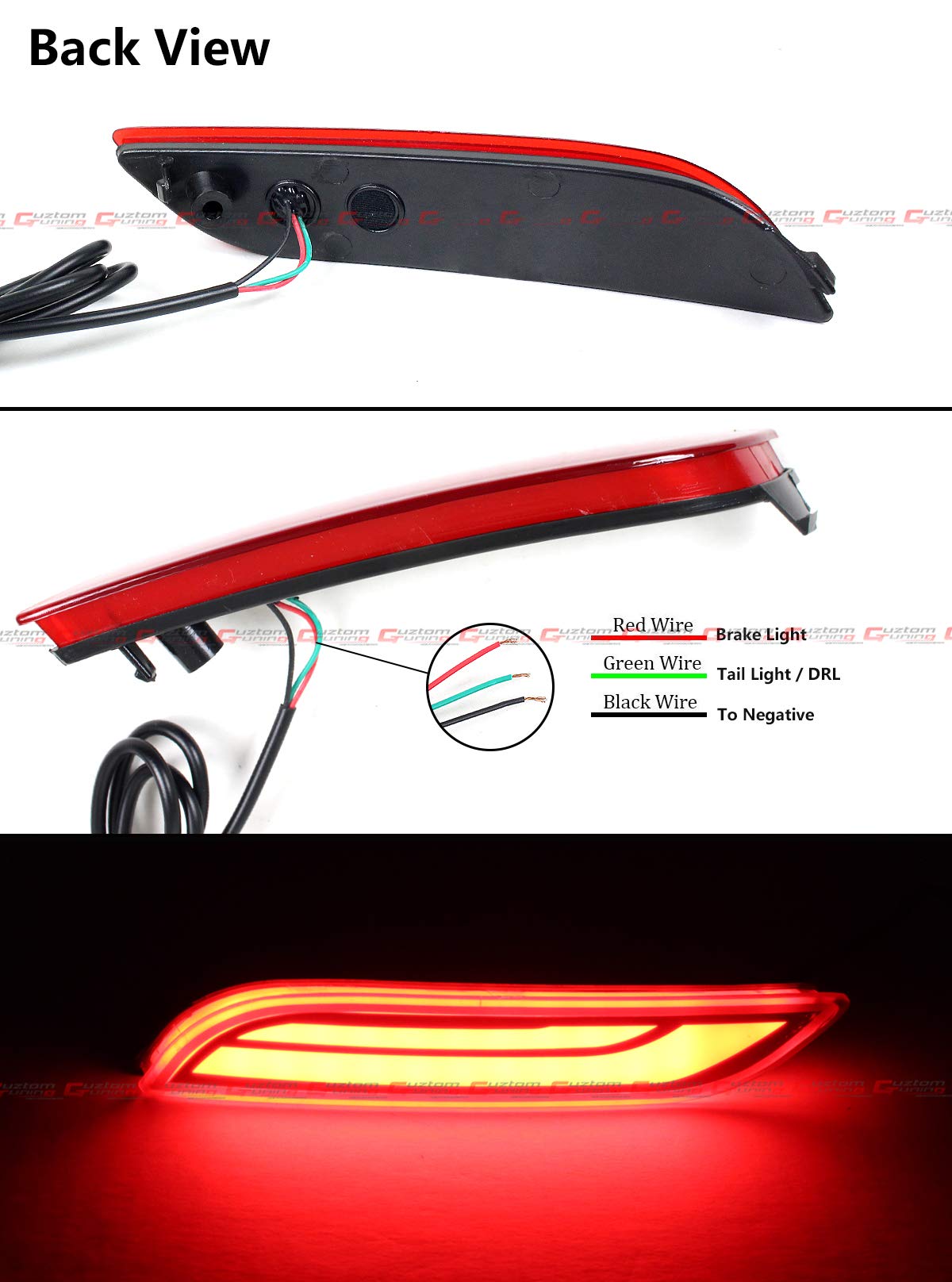 2018-2022 Toyota Camry SE XSE LE XLE Red LED Rear Bumper Reflector Strip Brake Light - Easy Wiring Installation for Enhanced Night Safety & Style Upgrade