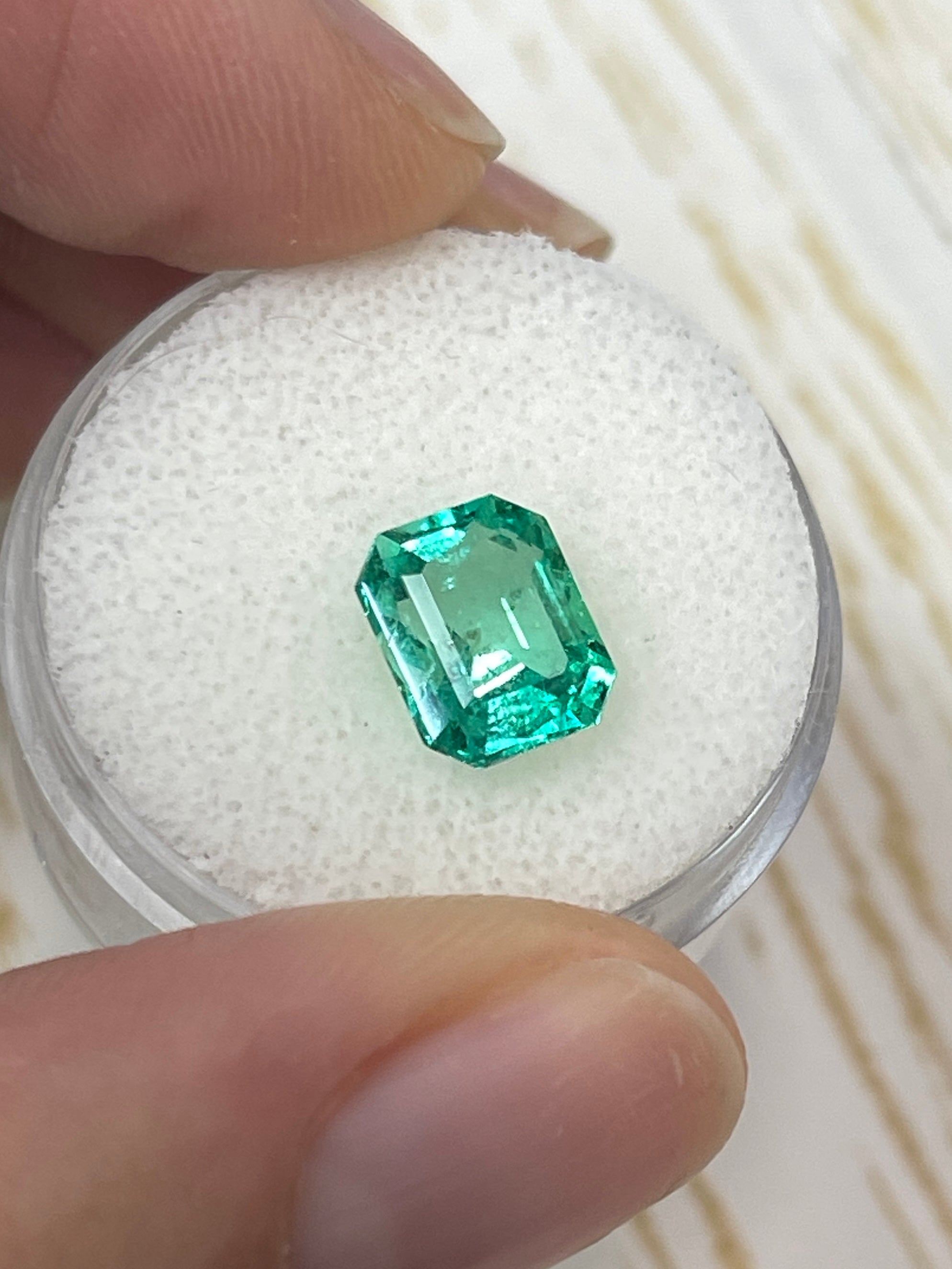 2.26 Carat 9x7mm Crystalline Yellowish Green Natural Loose Colombian Emerald - Emerald Cut Gemstone for Jewelry Making, Engagement Rings & Luxury Gifts