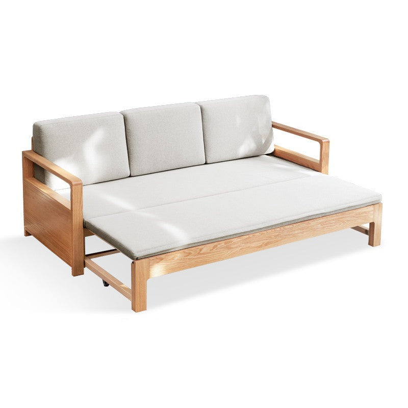 Oak Solid Wood Folding Storage Sofa Bed - Convertible Guest Bed & Space-Saving Furniture for Small Apartments, Living Rooms & Dorm Rooms