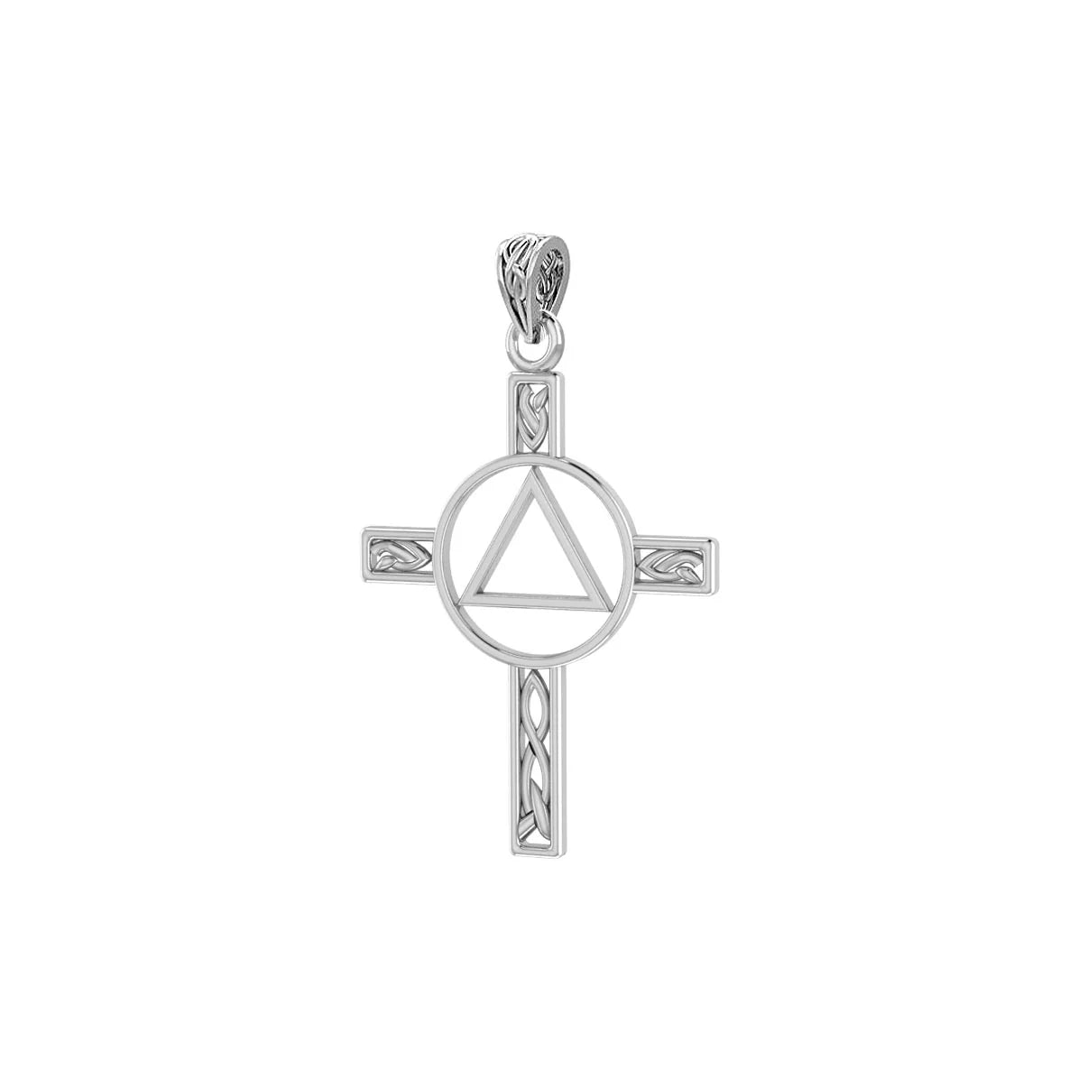 Celtic Knotwork Sterling Silver AA Recovery Pendant with Chain - Spiritual Jewelry for Sobriety & 12-Step Programs - Perfect for Gifts, Meetings and Daily Inspiration
