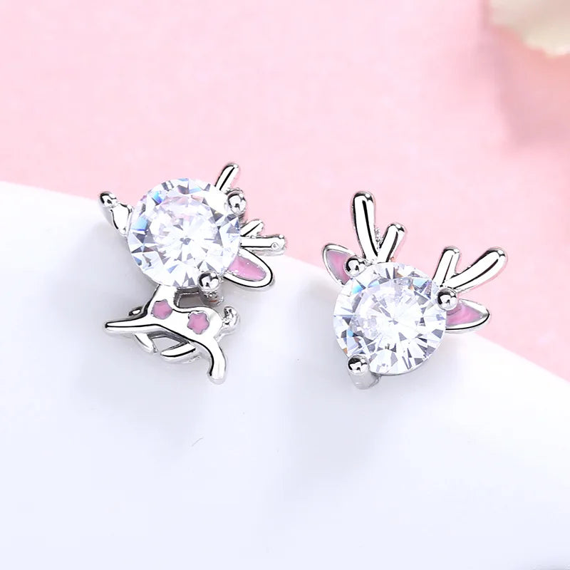 Cute Deer Stud Earrings for Women - Animal Elk Ear Studs Jewelry Set - Christmas Gifts for Girls, Teens & Kids (Perfect for Holiday Parties, School Events & Everyday Wear)