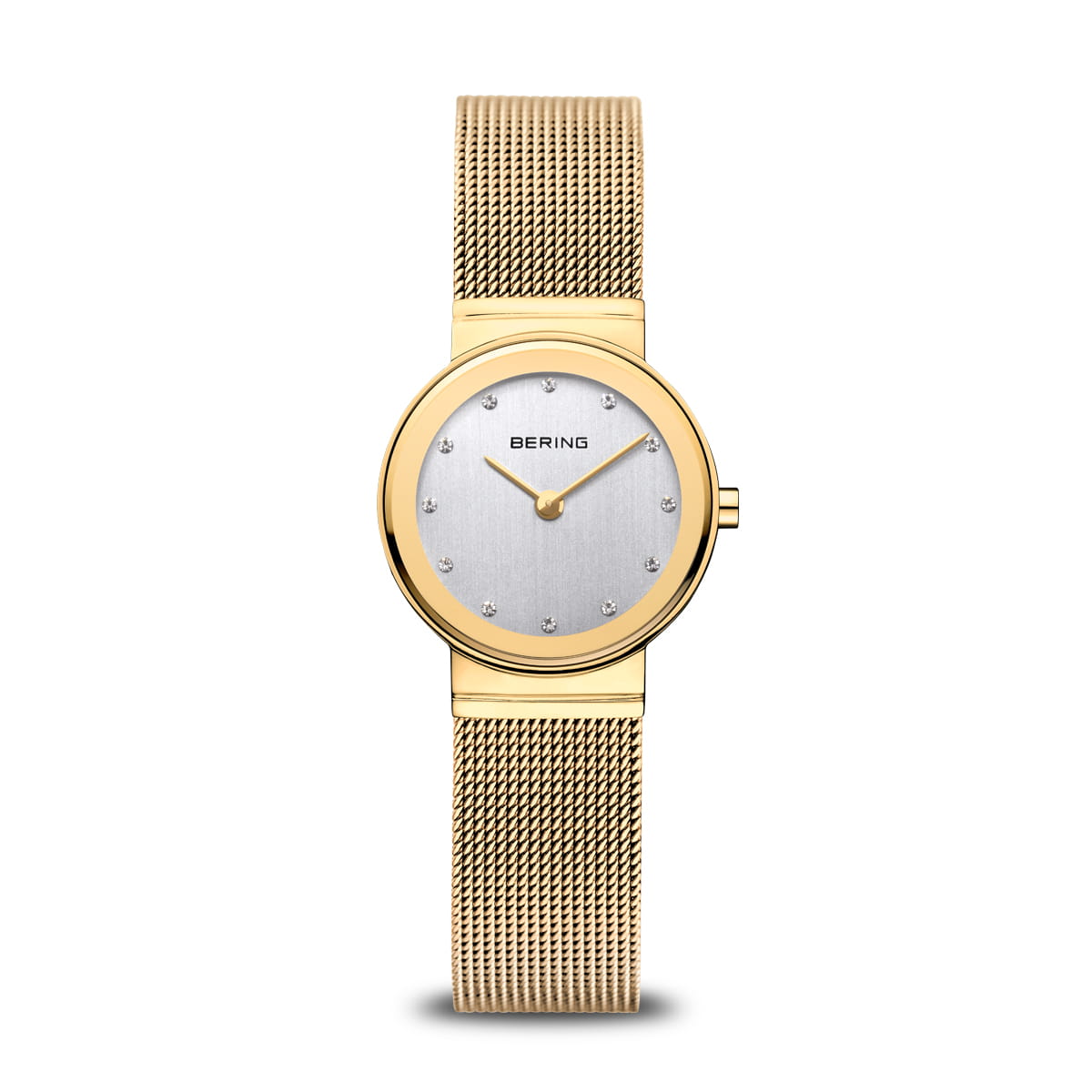 BERING Classic 26mm Women's Watch - Polished Gold Case, Silver Dial, Water Resistant | Perfect for Office, Date Night & Formal Occasions