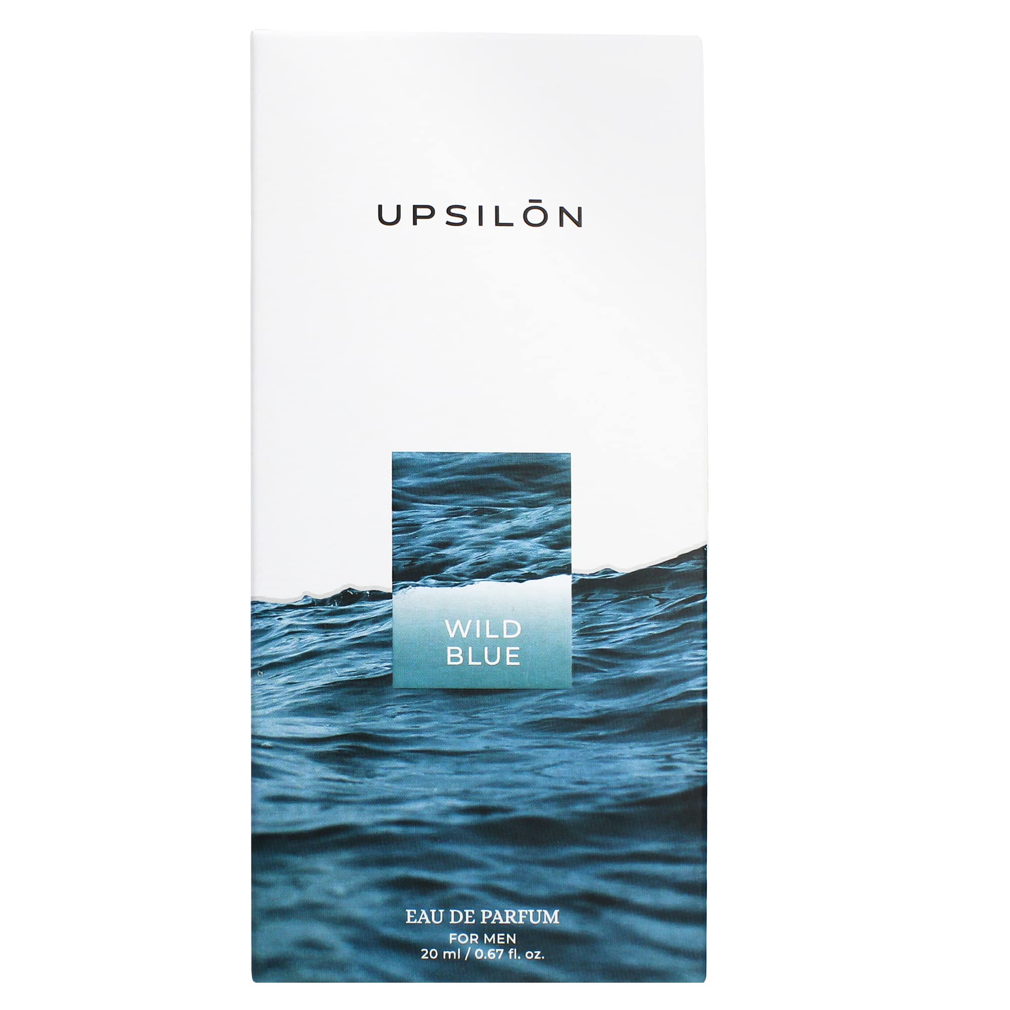 UPSILON Wild Blue Aqua Perfume for Men - 20ml Eau De Parfum | Long Lasting Fresh & Powerful Cologne | Luxury Mens Fragrance Spray | Travel Size | Perfect for Daily Wear, Office & Special Occasions