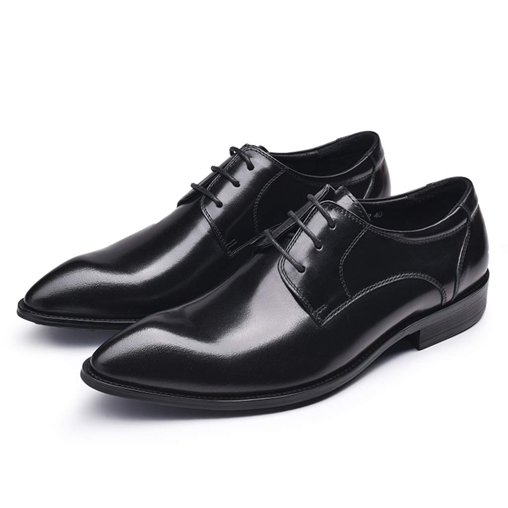 Premium Men's Business Leather Dress Shoes - Handmade Formal Captain Shoes for Work, Party & Banquet - Black (Size 40/UK 7/US 7.5) - Ideal for Office, Weddings & Special Occasions