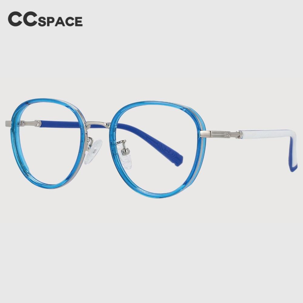 CCspace Kids Unisex Round Full Rim Titanium Frame Eyeglasses 53969 - Lightweight & Durable Glasses for School, Reading & Daily Wear