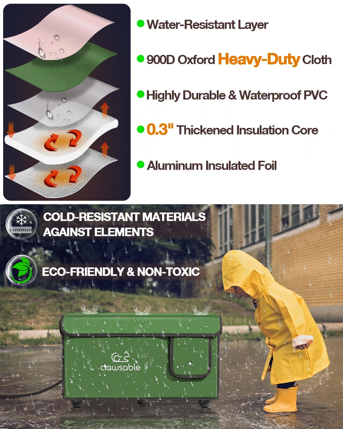 Clawsable Heated Cat House for Outdoor Cats - Winter-Proof, Waterproof & Insulated Shelter for Stray, Feral & Barn Cats | Perfect for Cold Weather & Harsh Outdoor Conditions