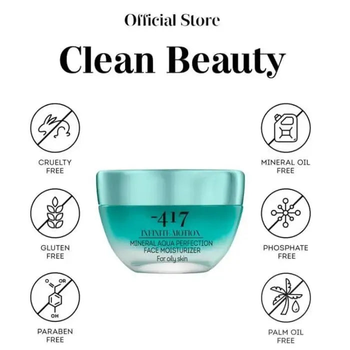 417 Mineral Aqua Perfection Face Moisturizer for Oily Skin - Oil-Free Hydration & Pore Minimizing Cream - Perfect for Daily Skincare Routine & Makeup Prep