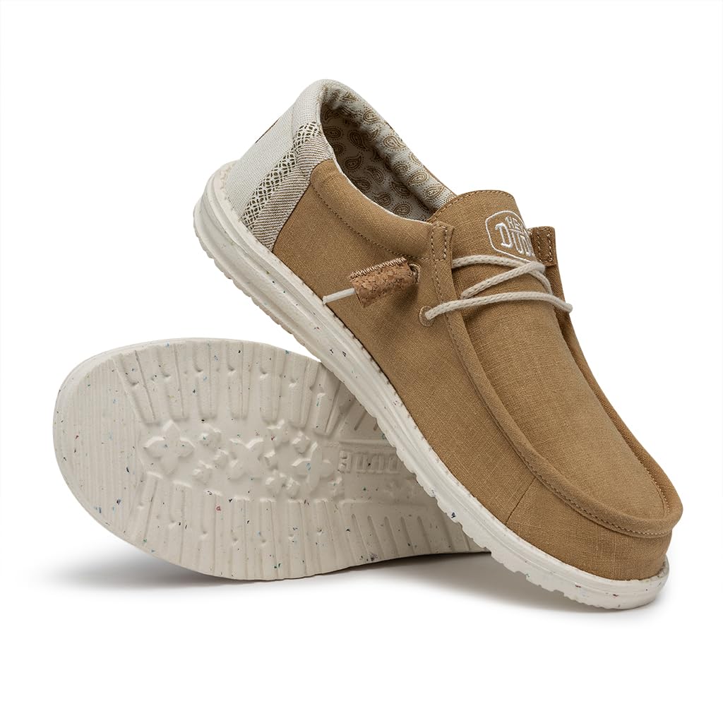 Hey Dude Men's Wally Linen Loafers - Comfortable Lightweight Slip-On Shoes for Men | Perfect for Casual Wear, Travel & Everyday Comfort