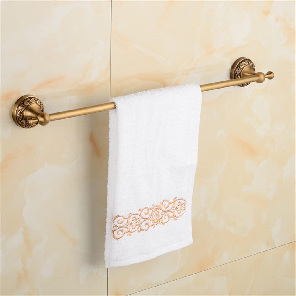 Antique Copper Bath Towel Rack - European Style Carved Towel Rail for Bathroom - Vintage Single Pole Towel Bar - Perfect for Spa, Hotel & Luxury Home Decor