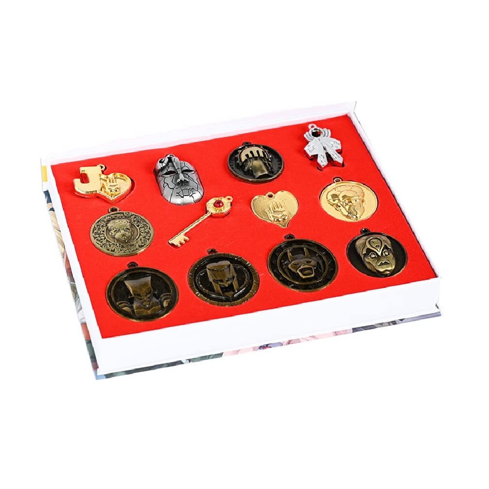 Anime JoJo's Bizarre Adventure Keychain Necklace Pendant Set - Zinc Alloy Cosplay Jewelry & Car Key Accessories (Silver) | Perfect for Anime Fans, Cosplay Events, and Unique Gift Giving