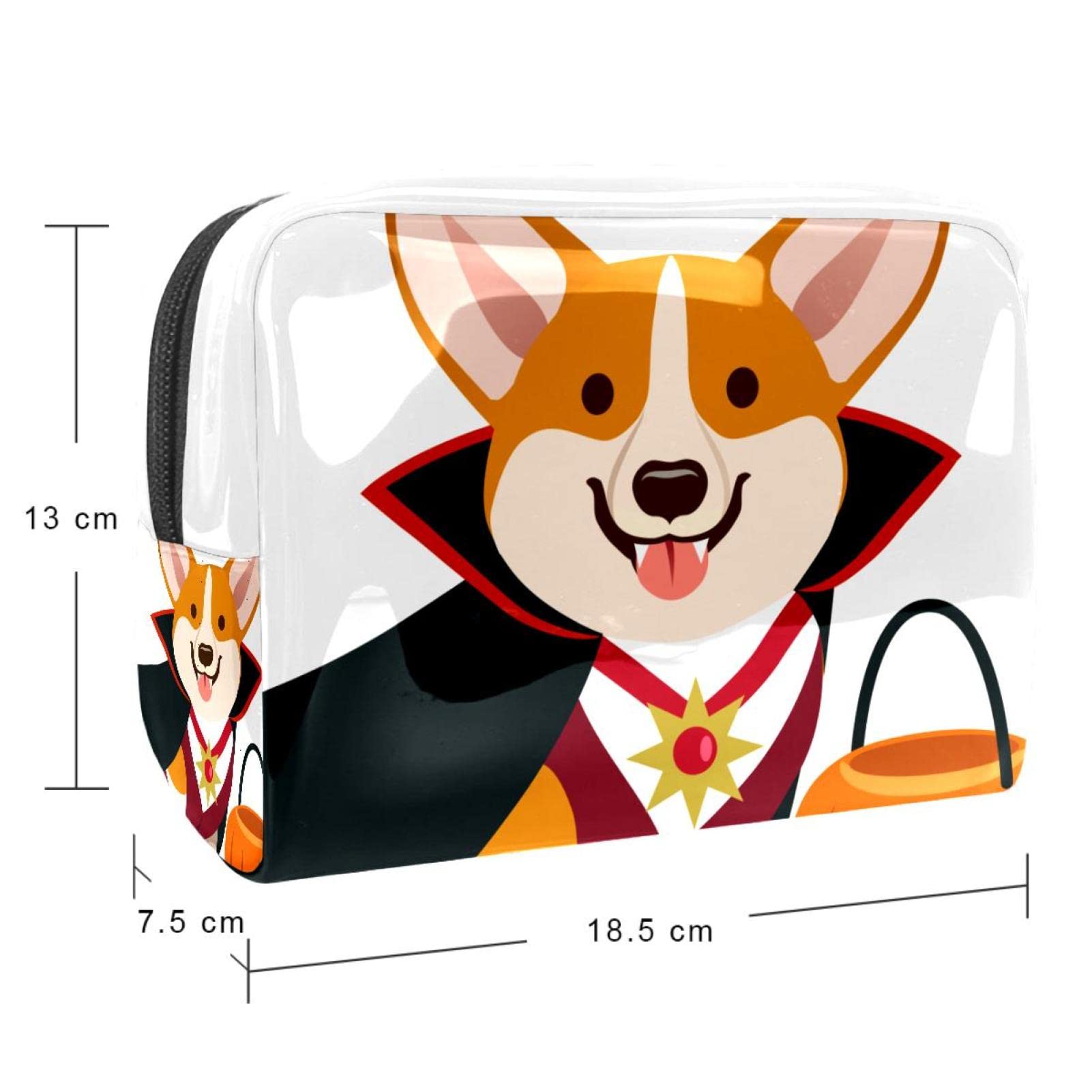 Cute Corgi Pumpkin Makeup Bag - Portable Travel Cosmetic Pouch & Toiletry Organizer for Women, Lightweight Waterproof Toiletries Bag - Perfect Gift for Girlfriend/Wife (18.5x13x7.5cm) - Ideal for Travel, Gym, Beach & Daily Cosmetics Storage