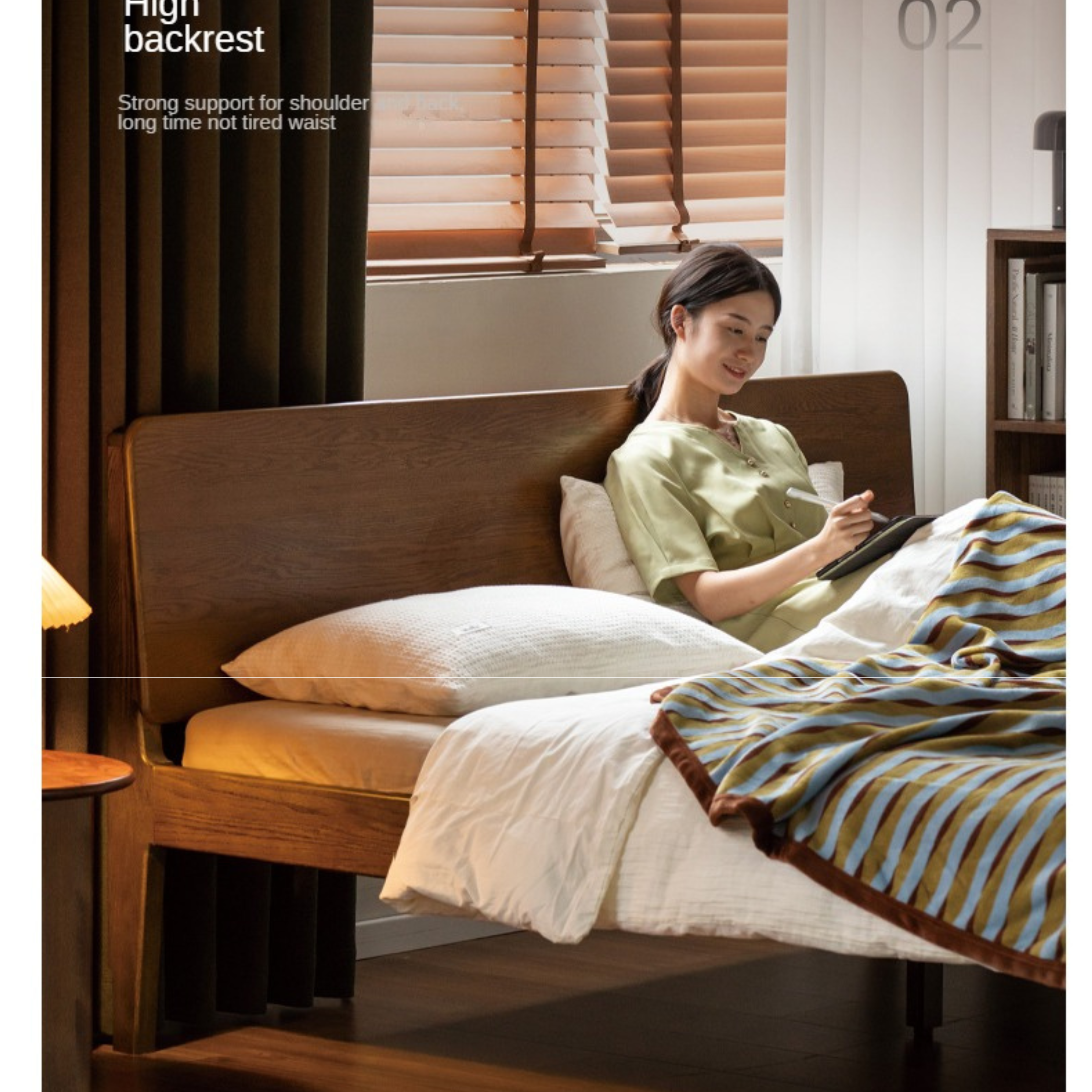 Solid Oak Wood High Back King Size Bed Frame - Sturdy & Elegant for Master Bedroom, Guest Room, or Luxury Hotel Decor