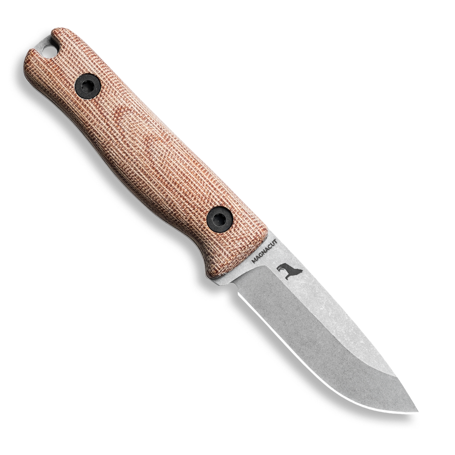 F3 EDC Fixed Blade Knife - CPM MagnaCut Steel, Matte Stonewash Finish, Natural Canvas Micarta Handle - Perfect for Outdoor Camping, Hunting, and Everyday Carry
