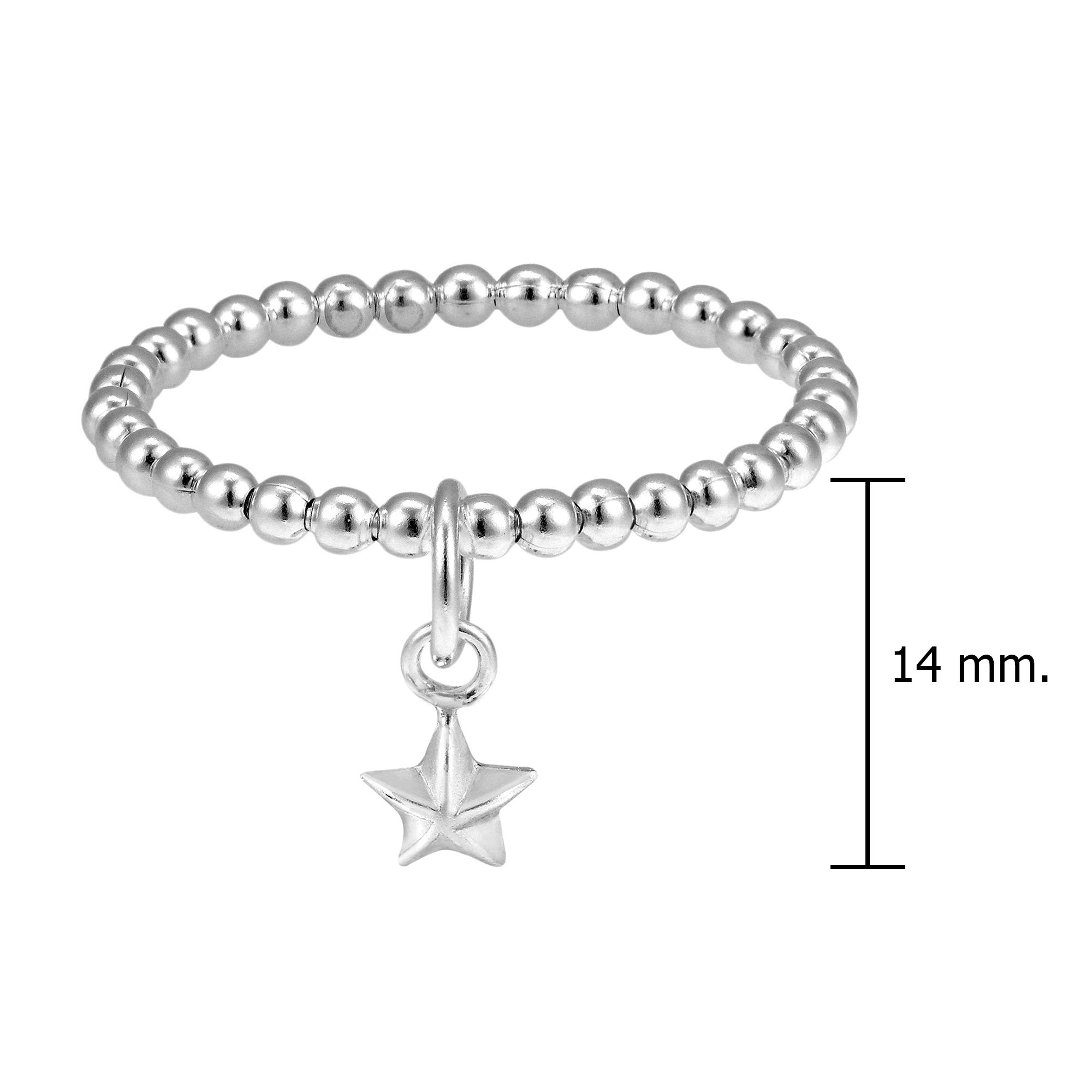 AeraVida Cosmic Little Dangle Star Eternity Bead Ball .925 Sterling Silver Ring Size 6 - Elegant Beaded Anxiety Ring for Women - Perfect for Stress Relief, Meditation & Everyday Wear