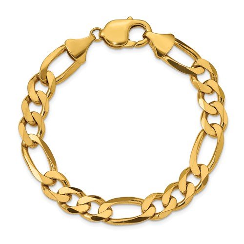 14KT Yellow Gold 10mm Figaro Link Bracelet for Men - Classic 8-Inch Chain Jewelry for Gifts, Weddings & Special Occasions