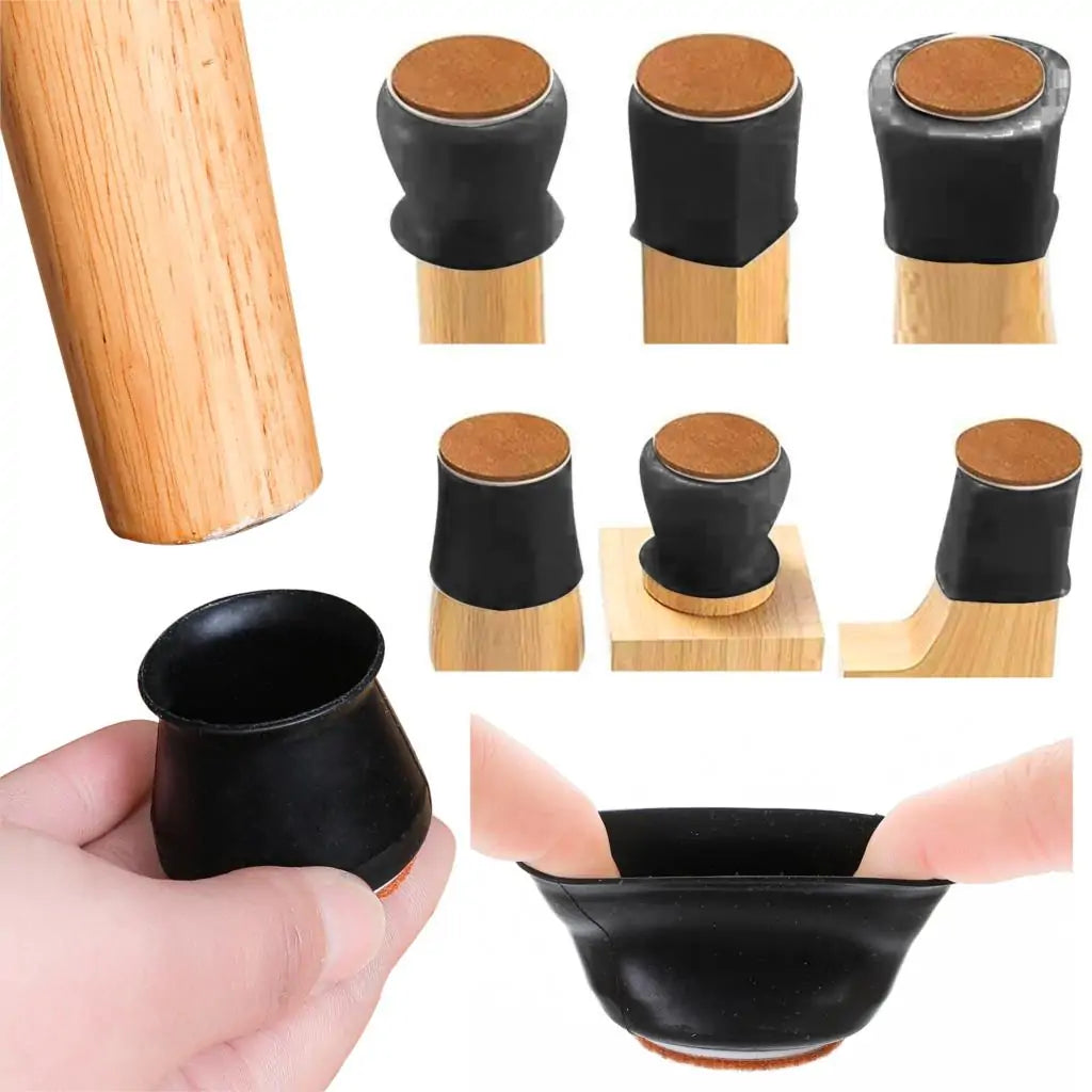 16-Piece Silicone Furniture Leg Protectors - Non-Slip Floor Protectors for Chairs, Tables & Couches | Scratch & Noise Reduction for Hardwood & Tile Floors | Home & Office Use