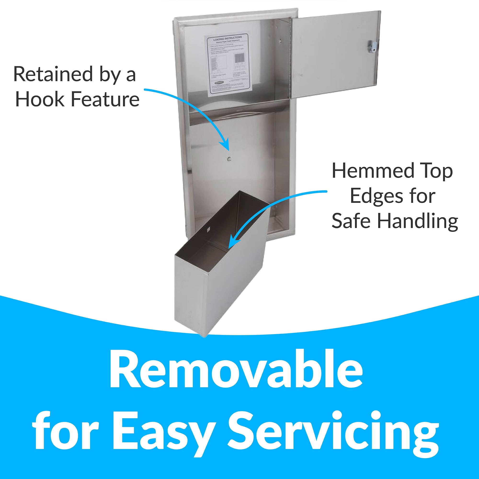 BOBRICK 369 Classic Series Stainless Steel Recessed Paper Towel Holder with 2-Gallon Trash Bin - 28