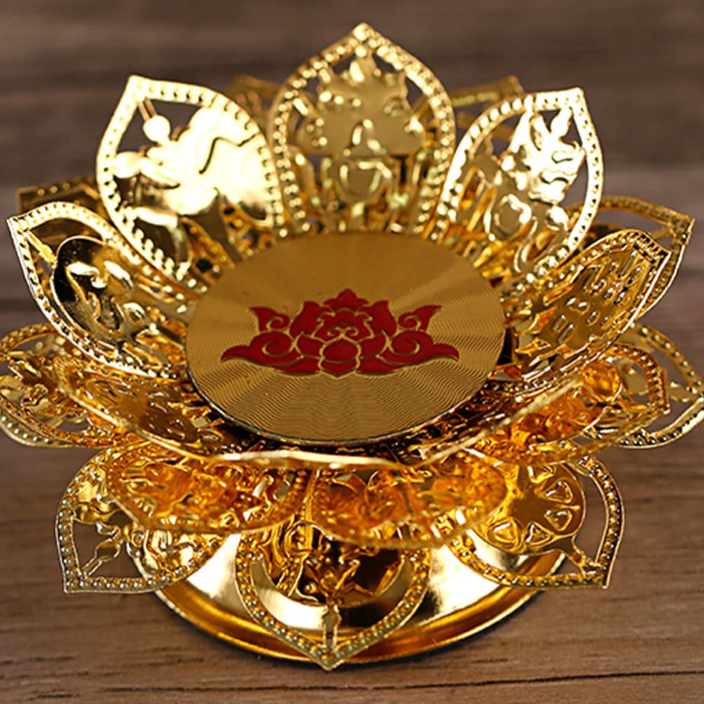 Premium Metal Ghee Lamp Holder - Lotus Shaped Buddhist Candlestick for Religious Ceremonies, Home Altar Decor & Meditation Spaces - Elegant Desktop Candle Holder for Puja, Yoga & Spiritual Practices