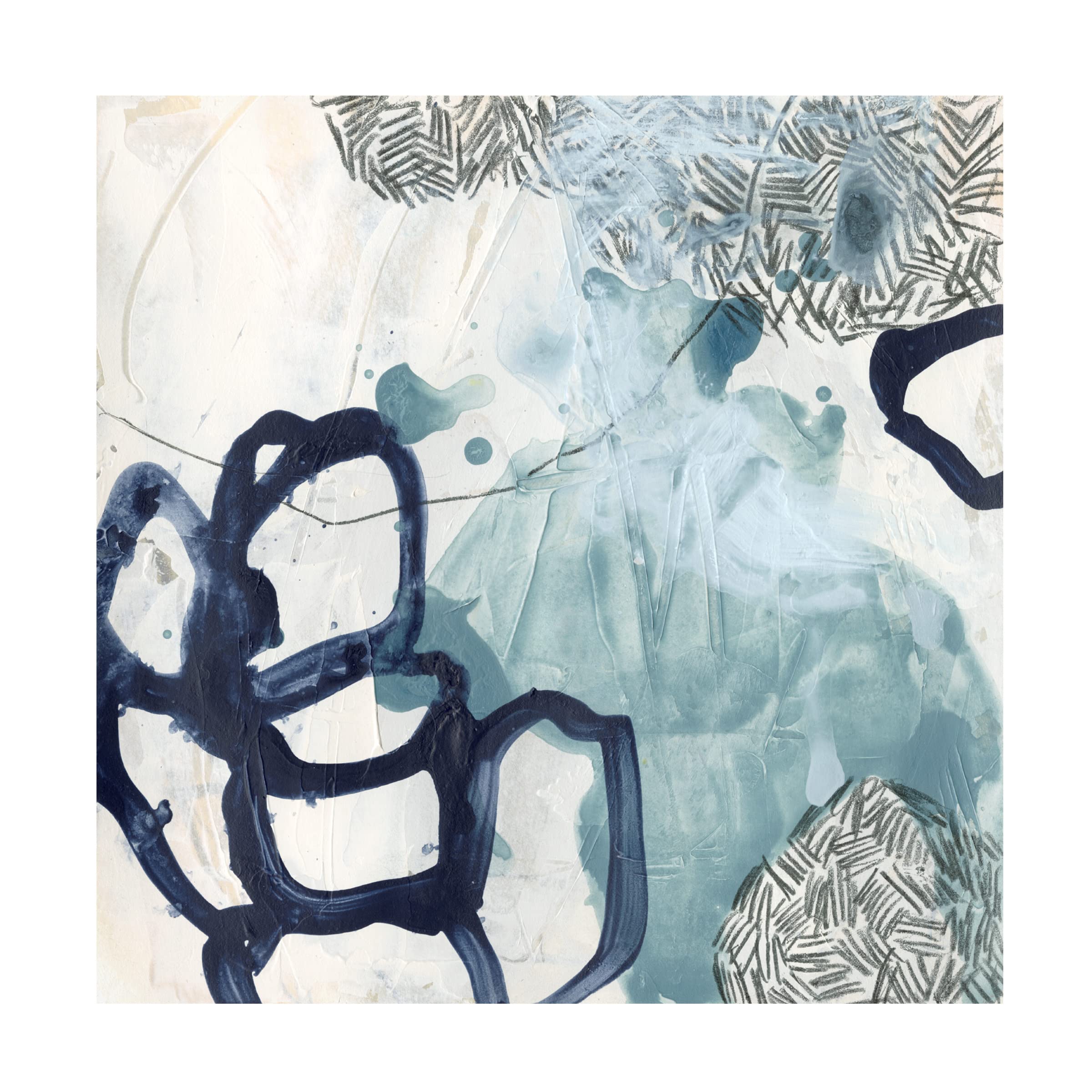 June Erica Vess 'Blue Slate IV' 35x35 Canvas Wall Art - Modern Abstract Painting for Living Room, Bedroom & Office Decor