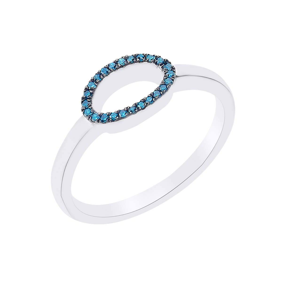 Round Cut Blue Natural Diamond Accent 14k Gold Over Sterling Silver Stackable Number 0 Ring - Perfect for Anniversary Gifts, Birthday Presents & Stackable Jewelry Collections
