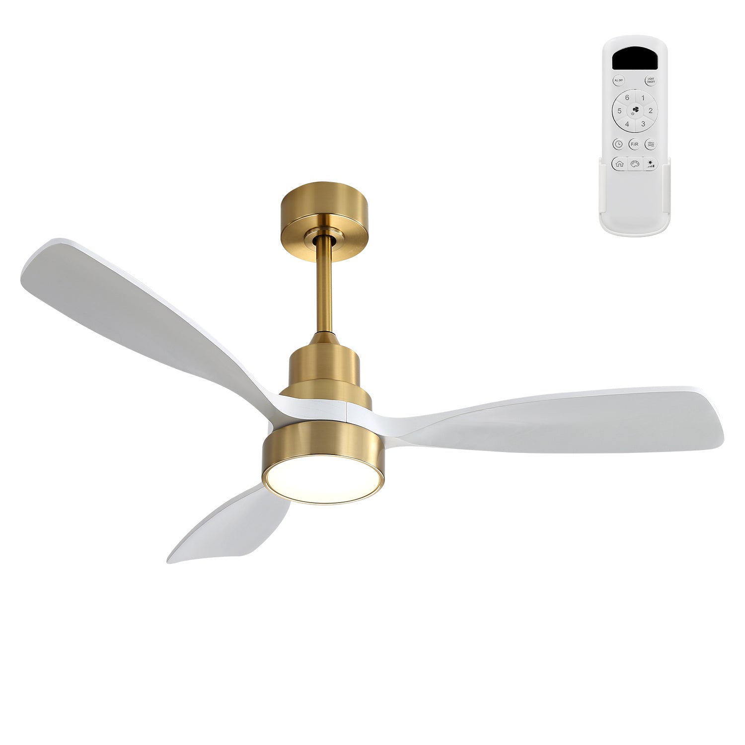 48 Inch Wood Ceiling Fan with 3 Solid Wood Blades - Remote Control, Reversible DC Motor - Perfect for Living Room, Bedroom & Home Office - Energy Efficient & Quiet Operation
