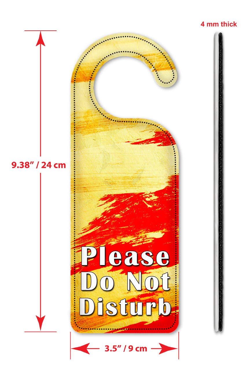 Do Not Disturb Door Hanger Sign - Yellow & Red Brush Stroke Art Plates for Hotels, Offices & Home Privacy - Perfect for Quiet Time & Privacy Needs