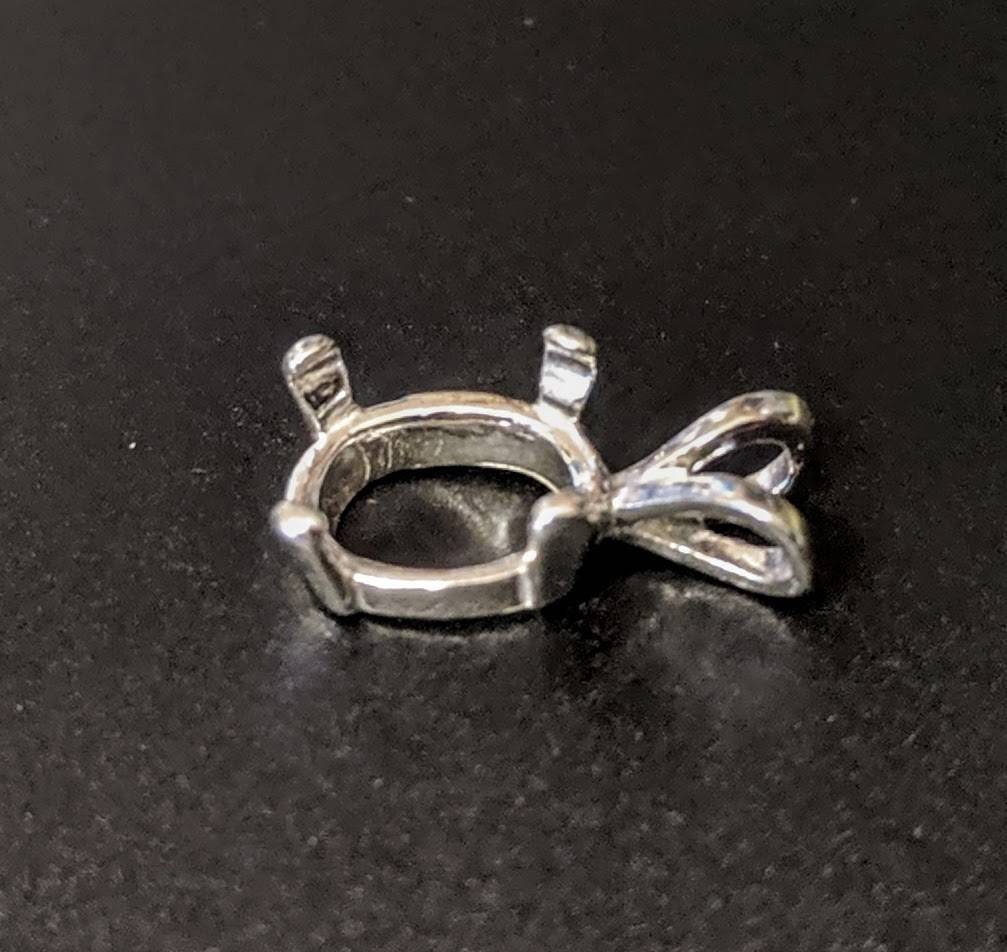 Solid Sterling Silver or 14kt Gold 5x3mm to 9x7mm Oval Cut Low Profile Pendant Setting for Shallow Gemstones - Jewelry Making Supplies for DIY Necklace & Pendant Creations
