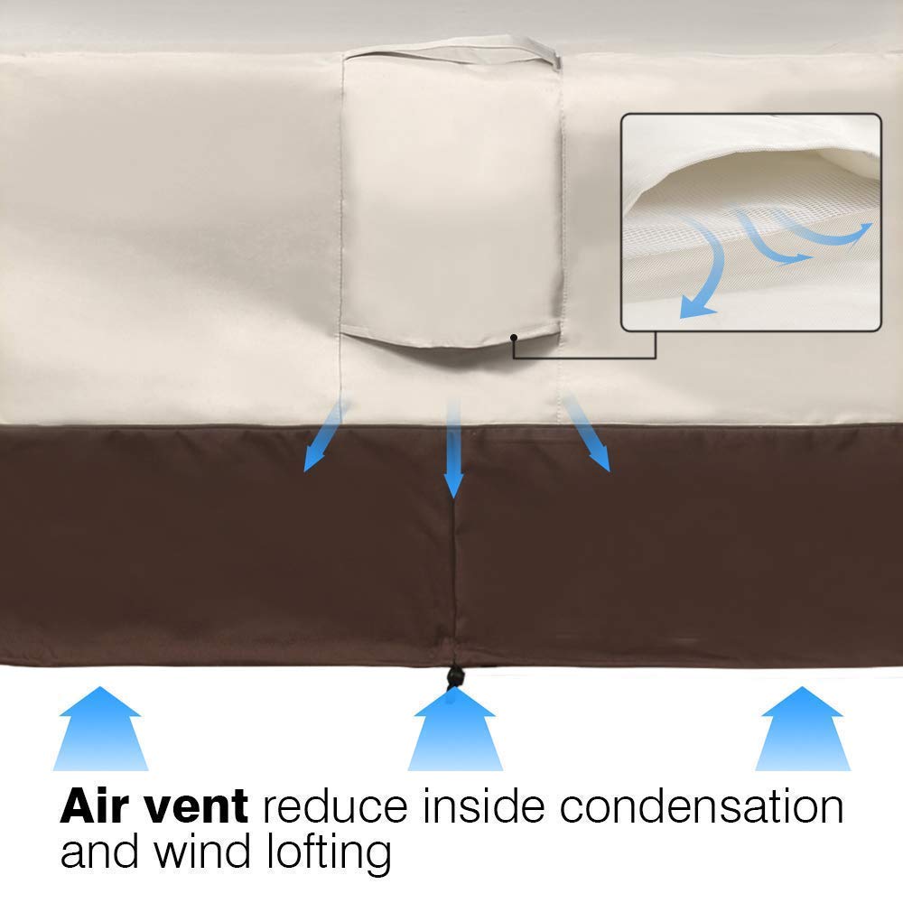 Vailge Heavy Duty 2-Seater Patio Bench Loveseat Cover - 100% Waterproof Outdoor Sofa Cover for Lawn & Garden Furniture with Air Vent - Small (Standard) Size in Beige & Brown - Perfect for Backyard, Deck, and Poolside Use