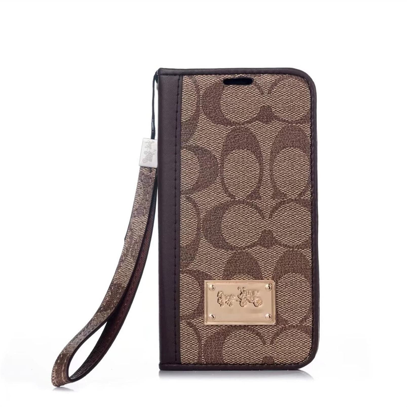 Premium PU Leather Magnetic Flip Wallet Case for iPhone 11 Pro - Luxury Monogram Design with Credit Card Slots | Slim Protective Cover for Apple iPhone 11 Pro 5.8 Inch | Perfect for Business, Travel & Everyday Use (Khaki)
