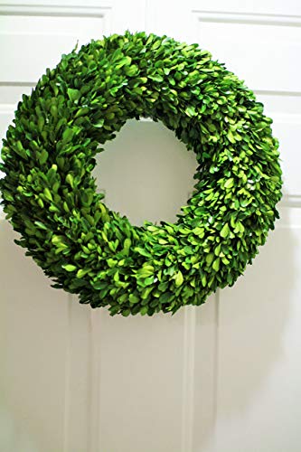 14 Inch Natural Dried Boxwood Wreath - Round Rustic Home Decor for Table, Mirror, Door - Perfect for Spring & Summer Seasonal Decorations