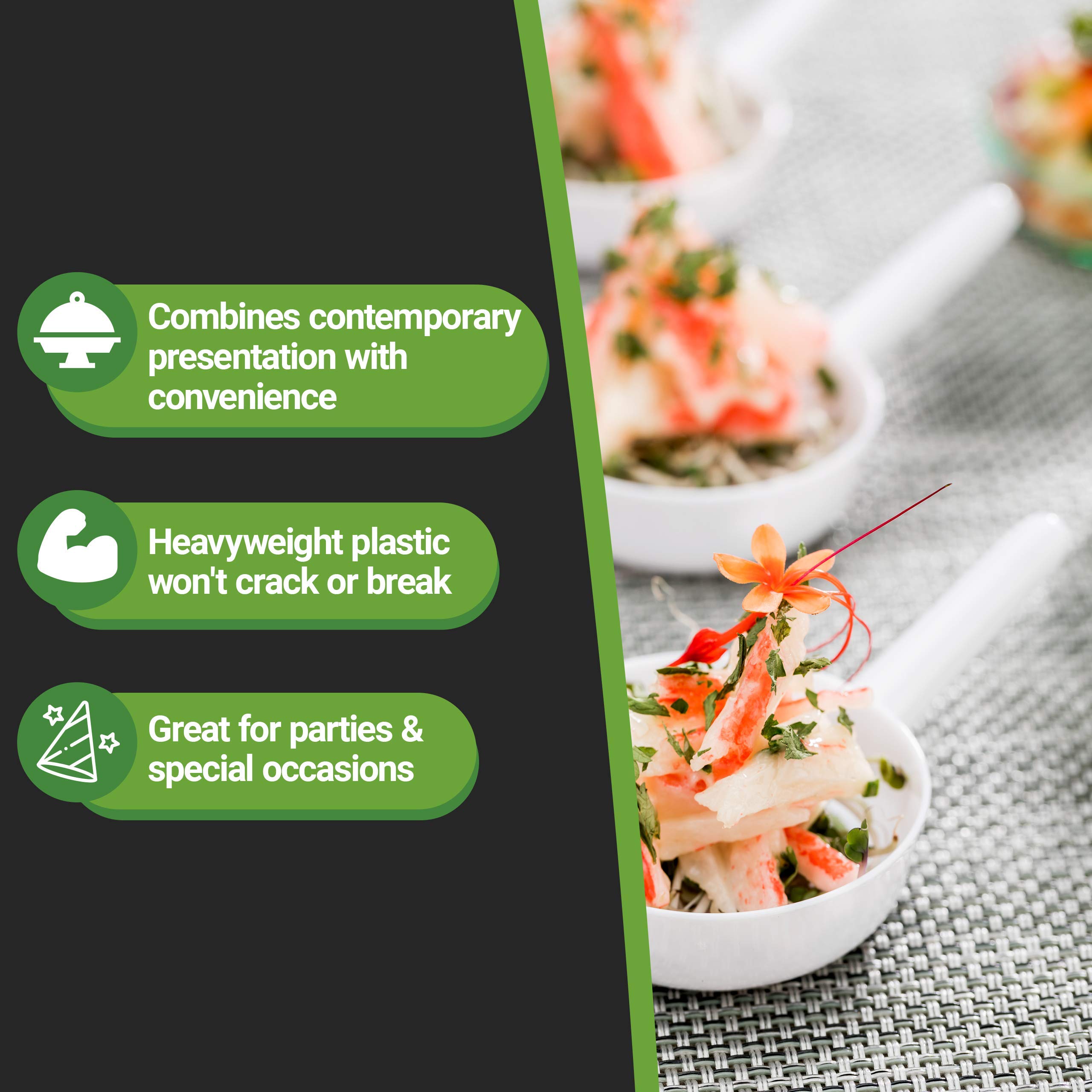 1 oz Disposable Plastic Dessert Cups - 100 Mini Sauce Dishes for Condiments, Snacks & Samples | White Appetizer Plates for Parties, Catering & Events | Perfect for Ice Cream, Dips, Candy & Food Tasting