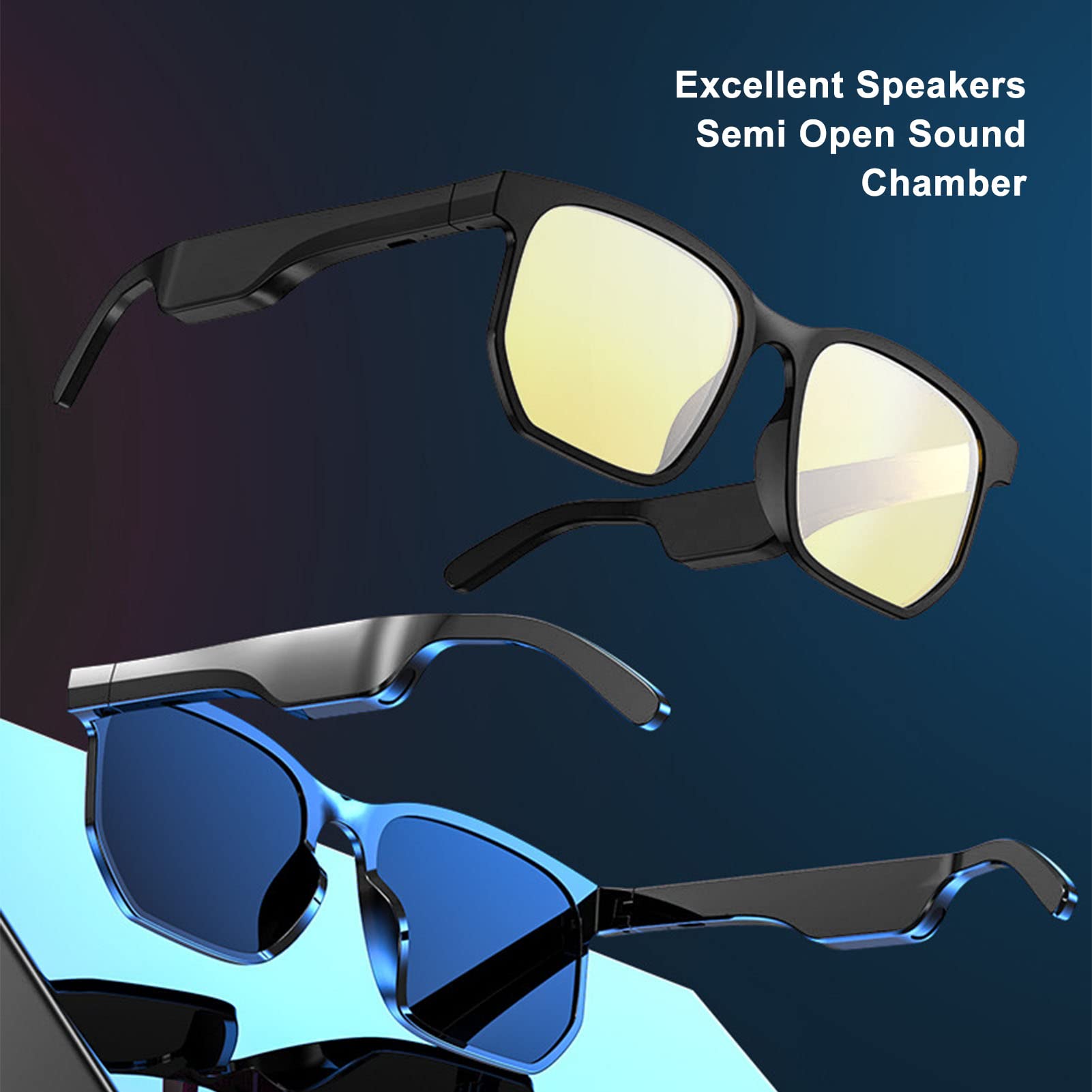 Gavigain Smart Sunglasses for Women - Lightweight 5.0 Bluetooth Audio Glasses with Built-in Microphone & Speakers, Hands-Free Calling & Music (Black) - Perfect for Running, Cycling & Outdoor Activities