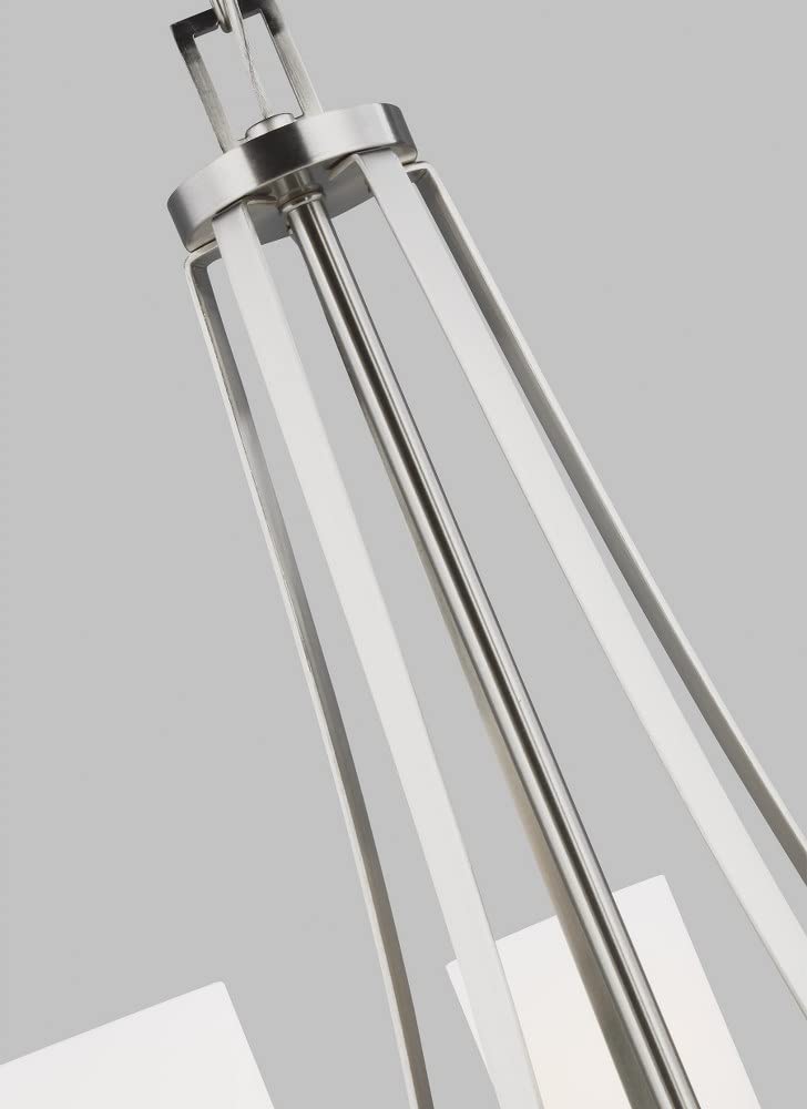 Modern 5-Light Robie Chandelier in Brushed Nickel - Generation Lighting 3121605-962 | Elegant Ceiling Light Fixture for Dining Room, Living Room & Bedroom Decor | Compatible with A19 Standard & LED Bulbs | Perfect for Home, Office & Restaurant Lighting