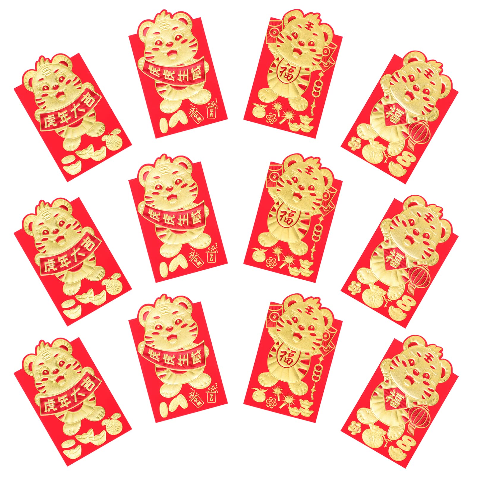 ABOOFAN 60pcs Chinese New Year Red Envelopes - Year of The Tiger 2022 Lucky Money Packets (9x12 Inch) for Gifts, Weddings, Birthdays & Festive Celebrations