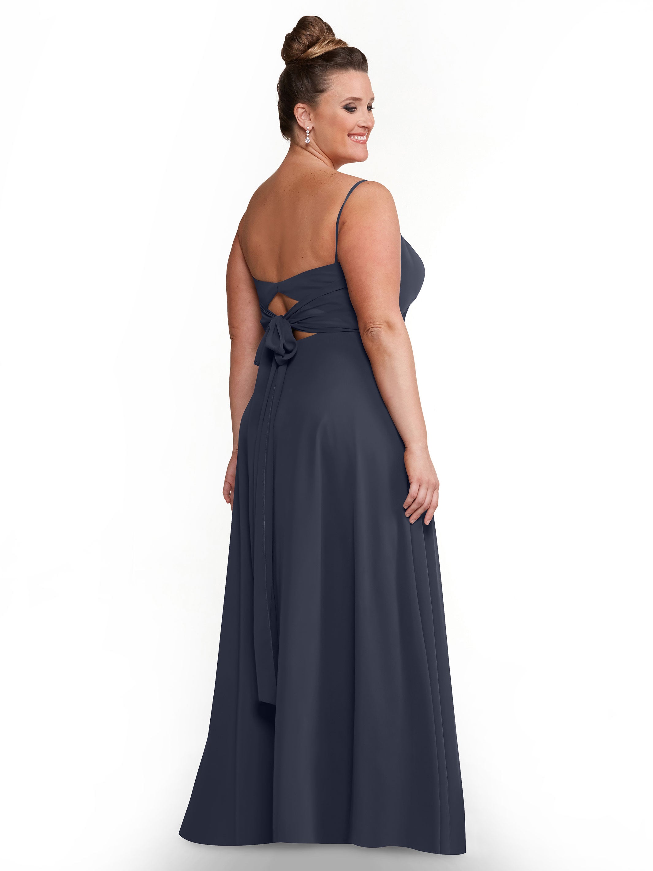 Elegant A-Line Bridesmaid Dresses with Flowy Chiffon Skirt & Thigh High Slit - Perfect for Weddings, Formal Events & Special Occasions