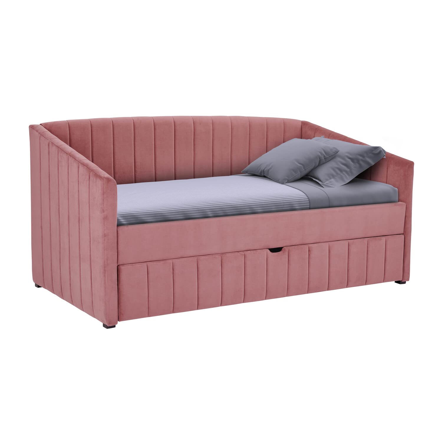 Lane Camden Rose Twin Daybed with Trundle - Space-Saving Convertible Bed for Guest Room, Kids Room & Small Spaces