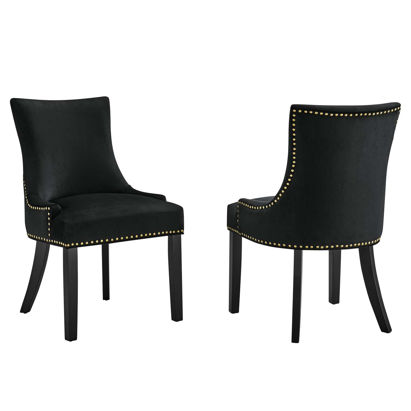 Modway EEI-5010-BLK Marquis Performance Velvet Dining Chairs - Set of 2, Black - Modern Velvet Upholstered Chairs for Dining Room, Kitchen, or Home Office - Comfortable & Stylish Seating Solution