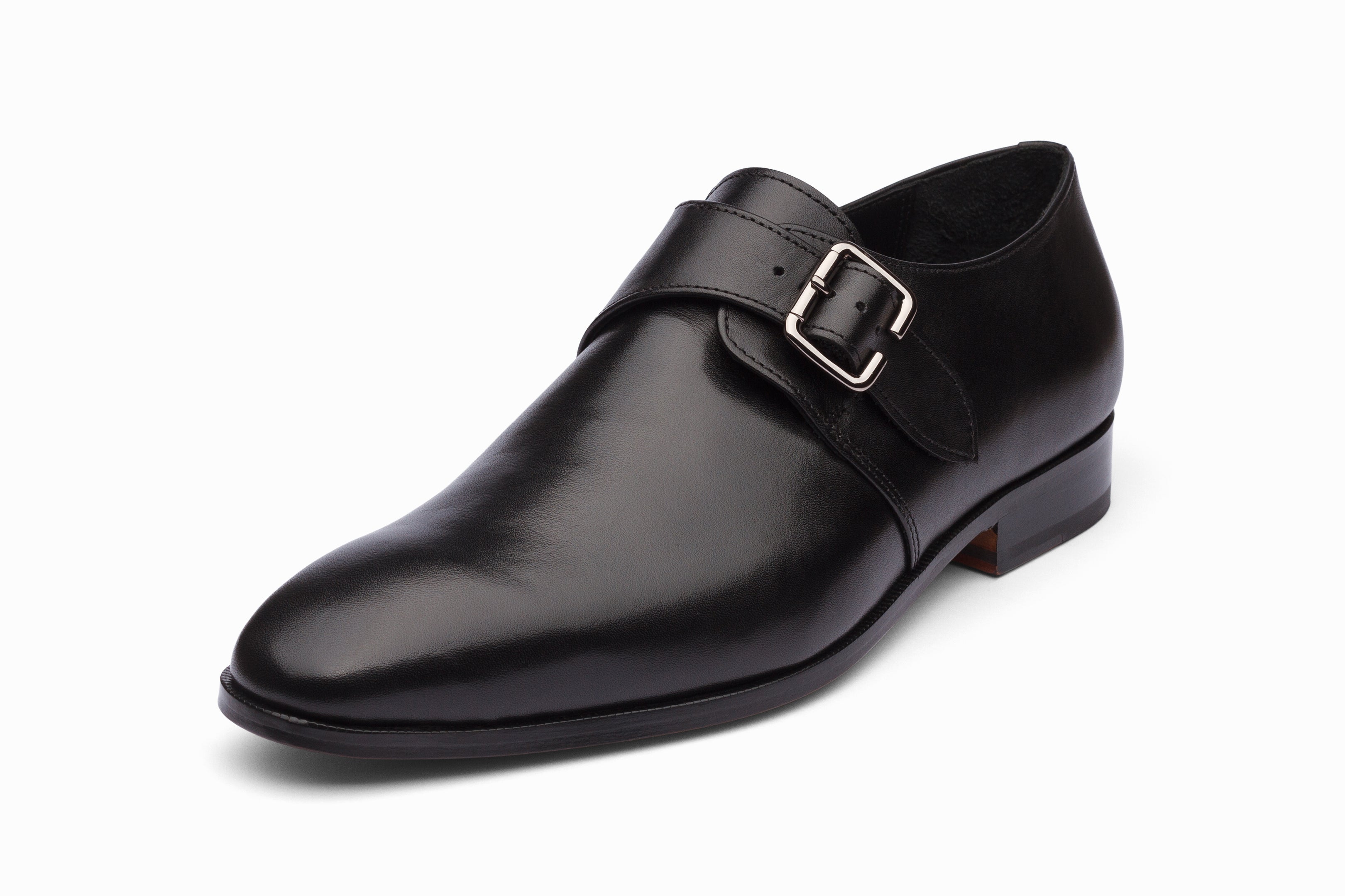 Stylish Black Single Monkstrap Dress Shoes for Men | Formal & Business Occasions | Comfortable & Durable Leather Oxfords