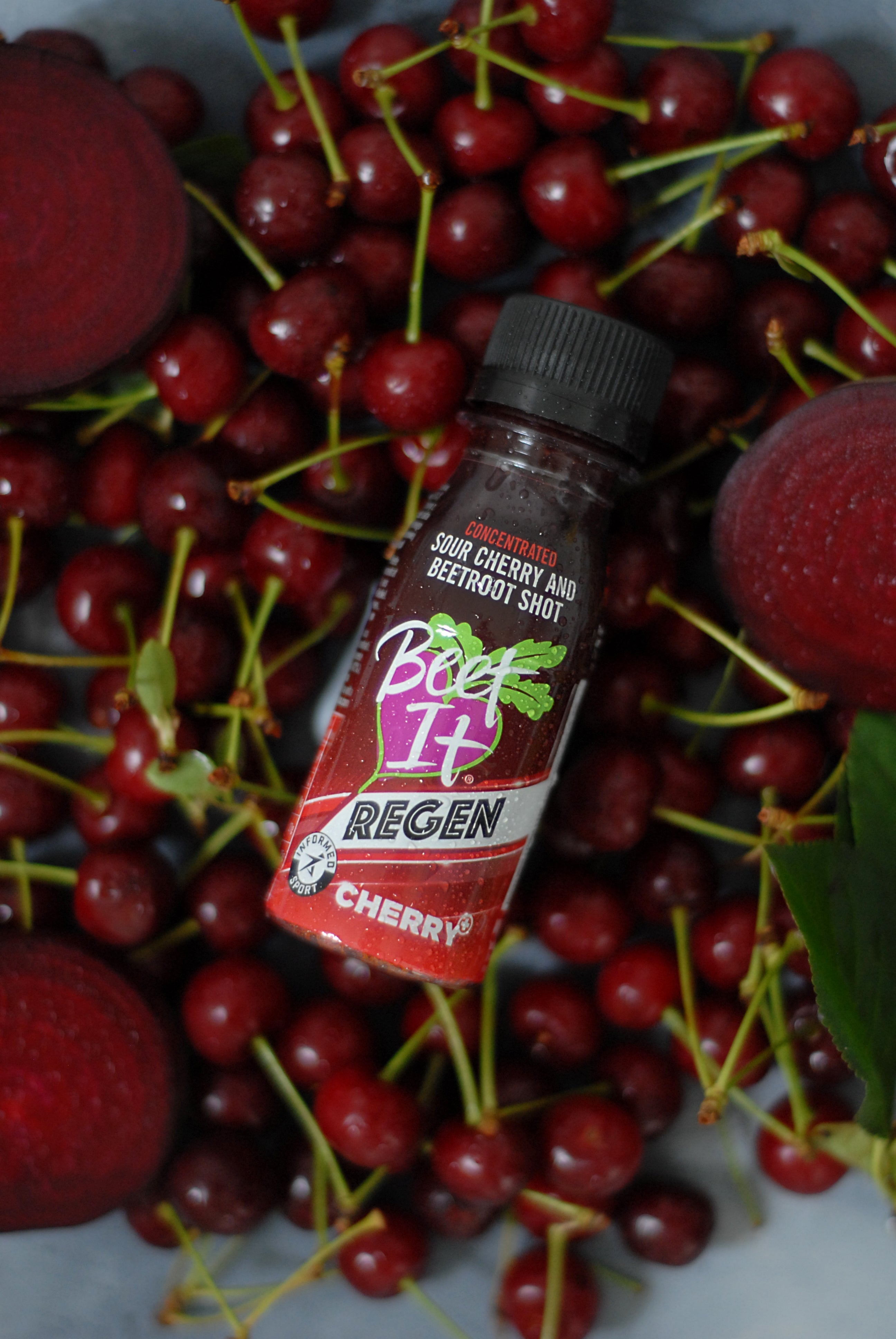 Beet It Regen Cherry+ Shot - Natural Recovery Drink for Athletes & Fitness (Pack of 15) - Post-Workout, Marathon & Intense Training Hydration