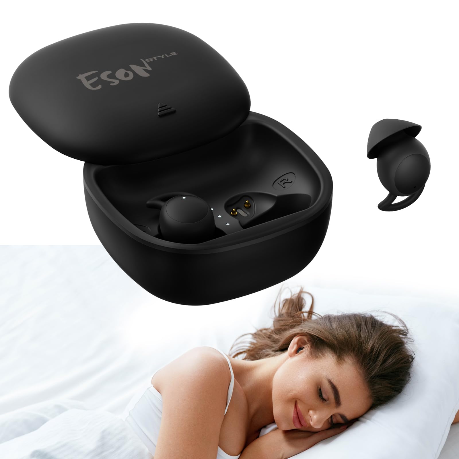 Wireless Sleep Headphones for Side Sleepers - Comfortable Invisible Sleep Earbuds with Noise Blocking & IPX6 Waterproof, Bluetooth 5.3 for Sleeping, Workout, Travel & Meditation - Black