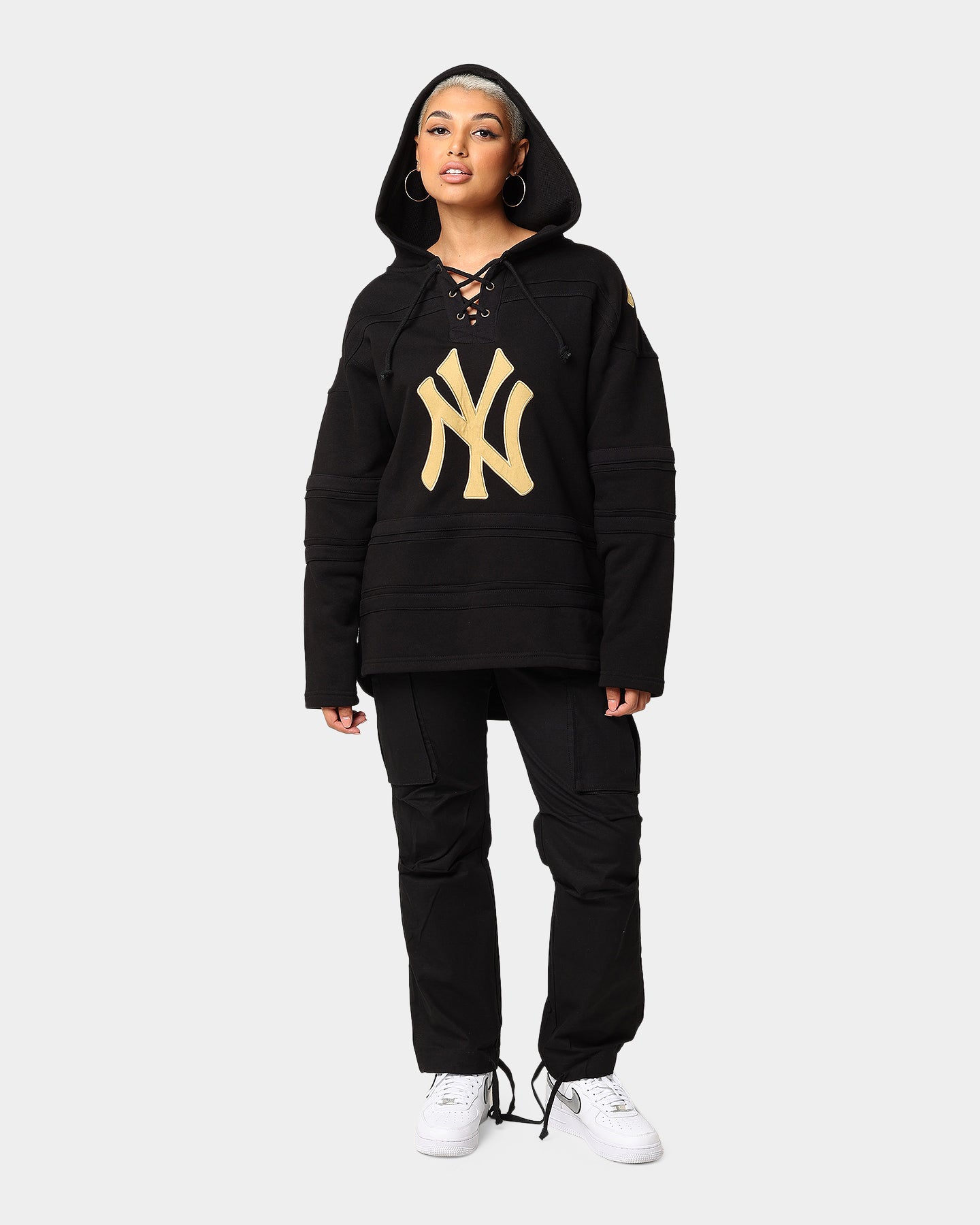 47 Brand New York Yankees Superior Lacer Hoodie Black/Gold - Men's Baseball Fan Apparel for Game Day & Casual Wear