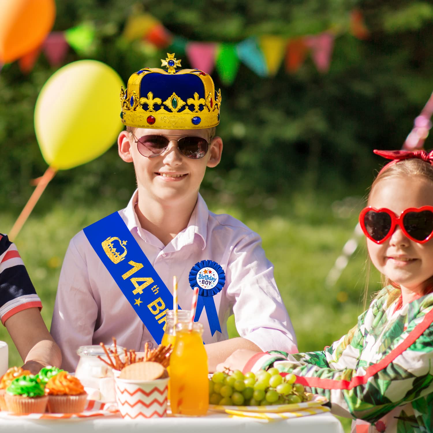 14th Birthday Hat for Boys - Funny Birthday Crown & Sash Set - King Birthday Party Accessories - Perfect for 14th Birthday Celebrations, Parties & Photo Props