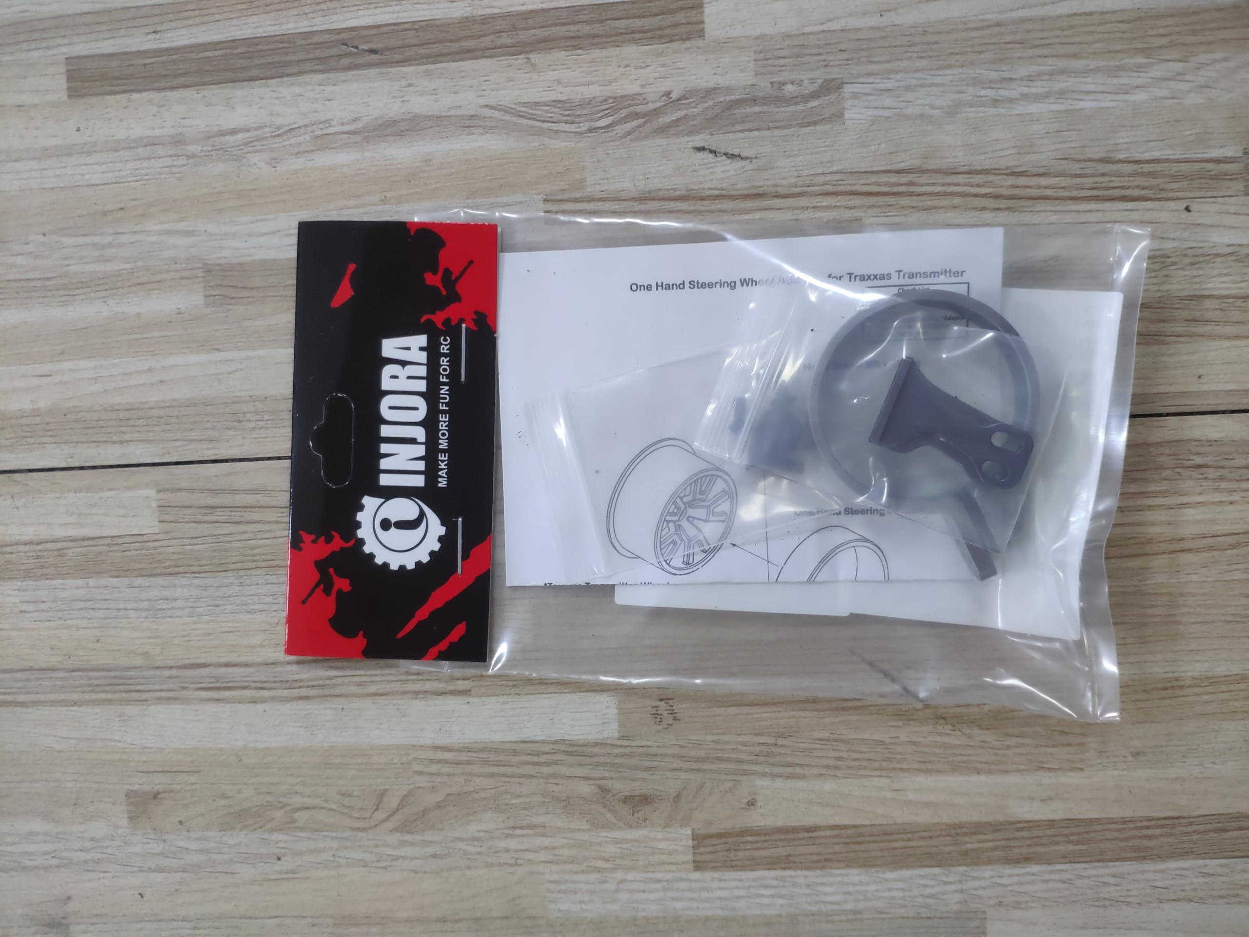 INJORA RC Transmitter Steering Wheel Trigger One-Handed Control Adapter Kit for TRX4 TRX6 Slash Summit - Compatible with TQI Remote Controller (Grey) - Perfect for Off-Road RC Car Racing and One-Handed Driving Scenarios