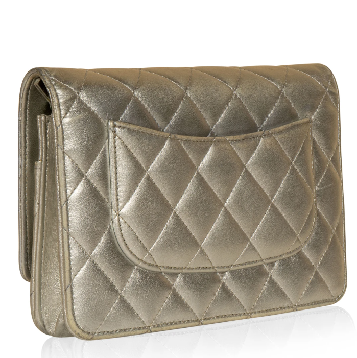 Chanel Wallet On Chain WOC Quilted Lambskin Grey Silver-Toned Crossbody Bag for Women | Luxury Designer Handbag for Parties, Date Night & Everyday Use